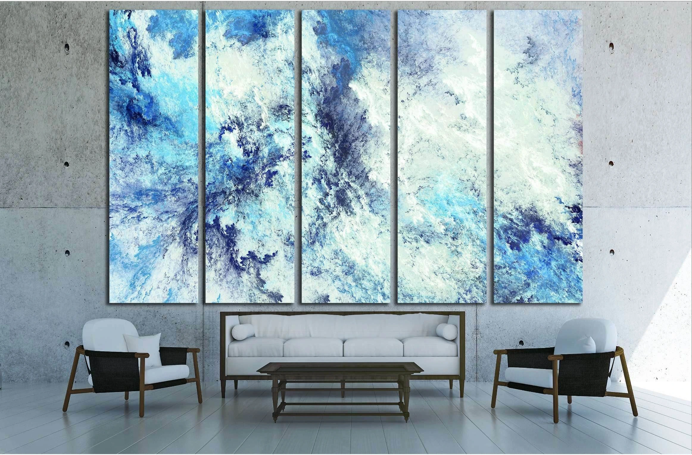 Icy clouds. Blue artistic splashes №3239 Ready to Hang Canvas Print - Zellart Canvas Prints ALL_Products, s-3239