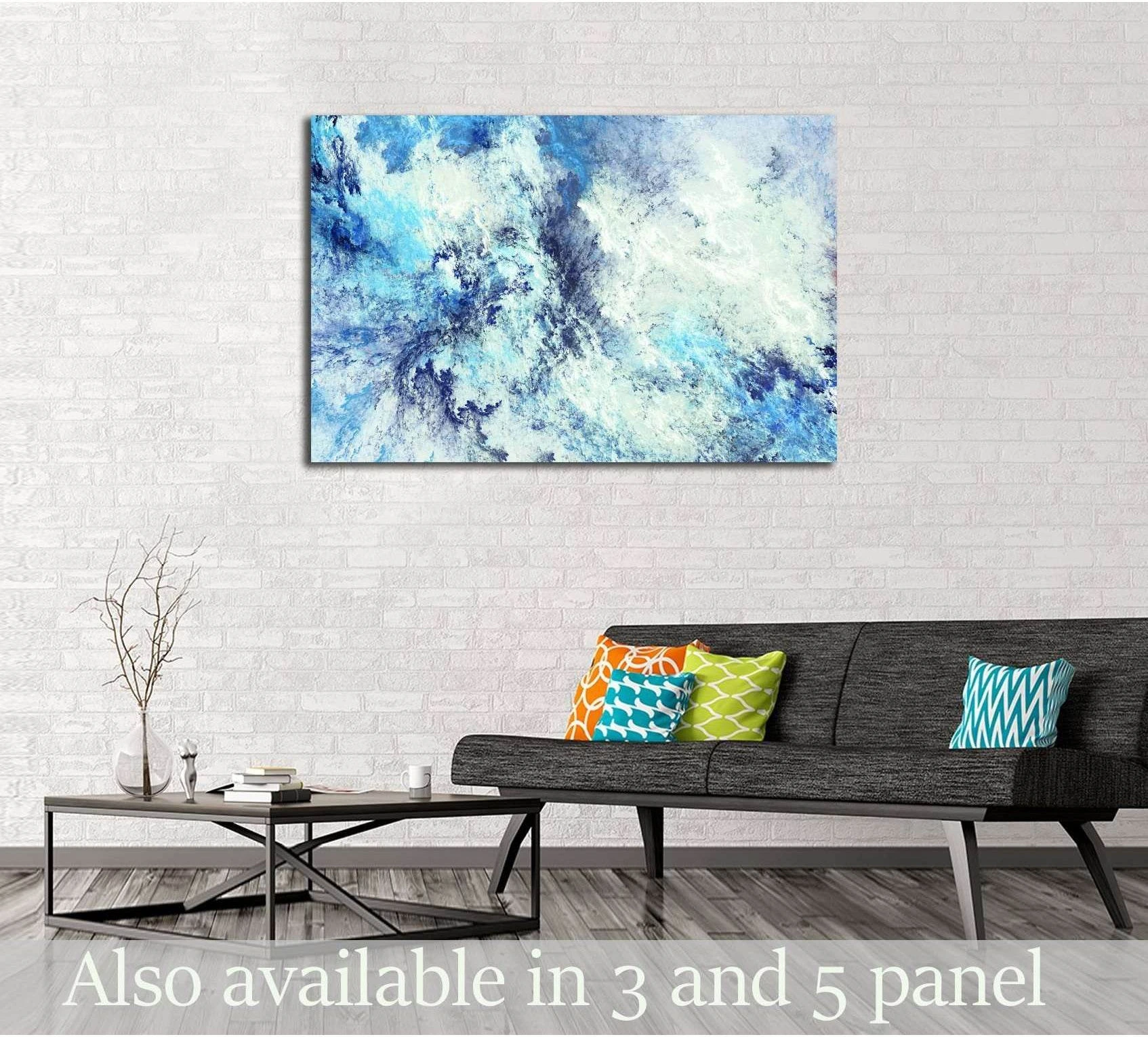 Icy clouds. Blue artistic splashes №3239 Ready to Hang Canvas Print - Zellart Canvas Prints ALL_Products, s-3239
