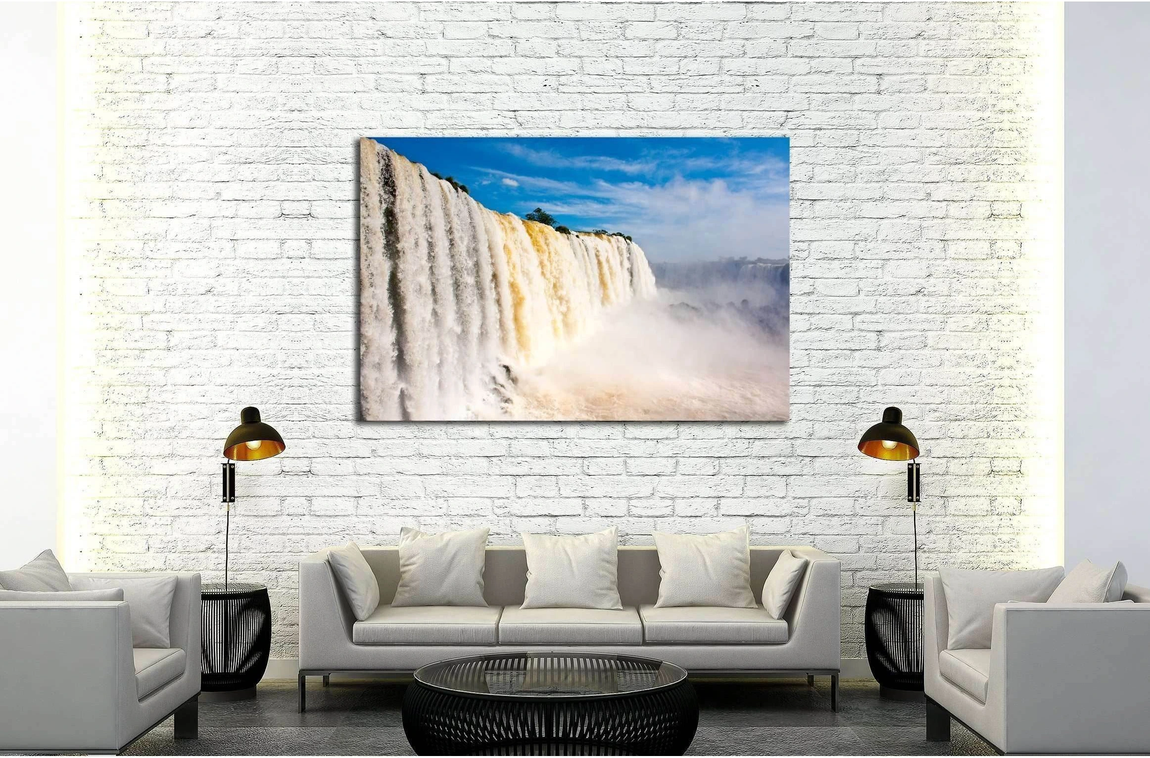 Iguazu falls, one of the new seven wonders of nature. World Heritage site. View from the brazilian side №2501 Ready to Hang Canvas Print - Zellart Canvas Prints ALL_Products, s-2501