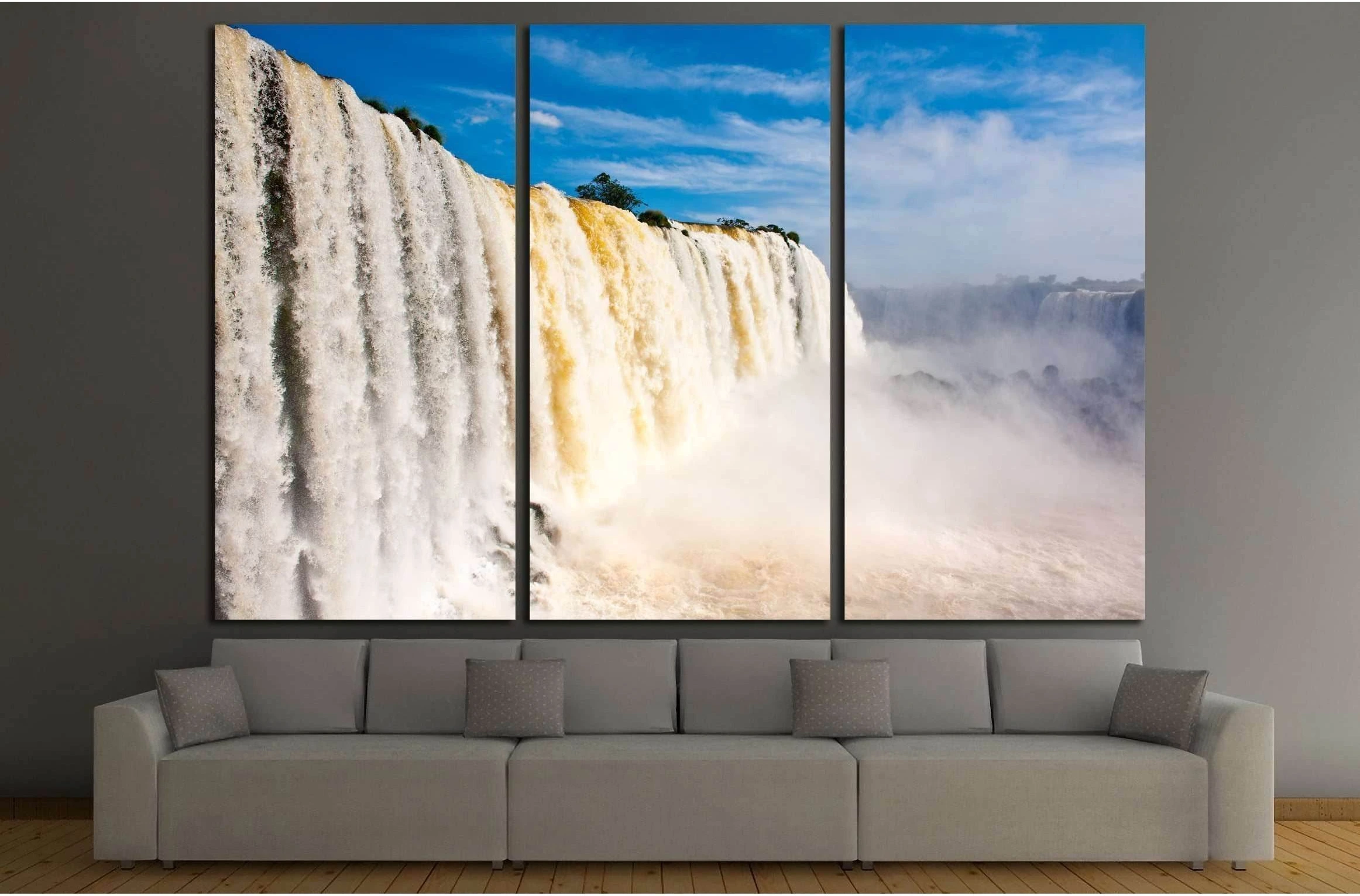 Iguazu falls, one of the new seven wonders of nature. World Heritage site. View from the brazilian side №2501 Ready to Hang Canvas Print - Zellart Canvas Prints ALL_Products, s-2501