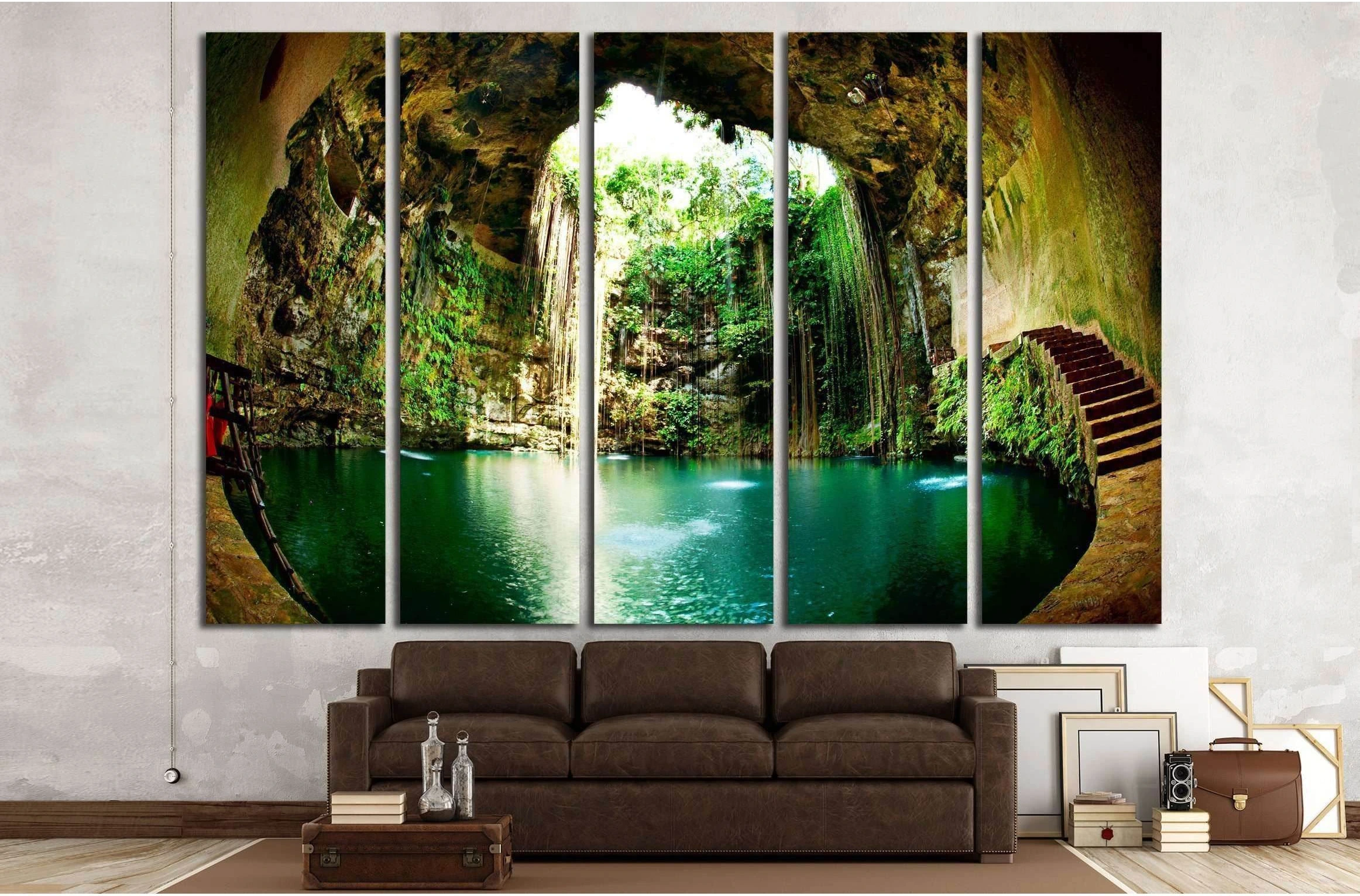 Ik-Kil Cenote, Chichen Itza, Mexico №2511 Ready to Hang Canvas Print - Zellart Canvas Prints ALL_Products, s-2511, Waterfall