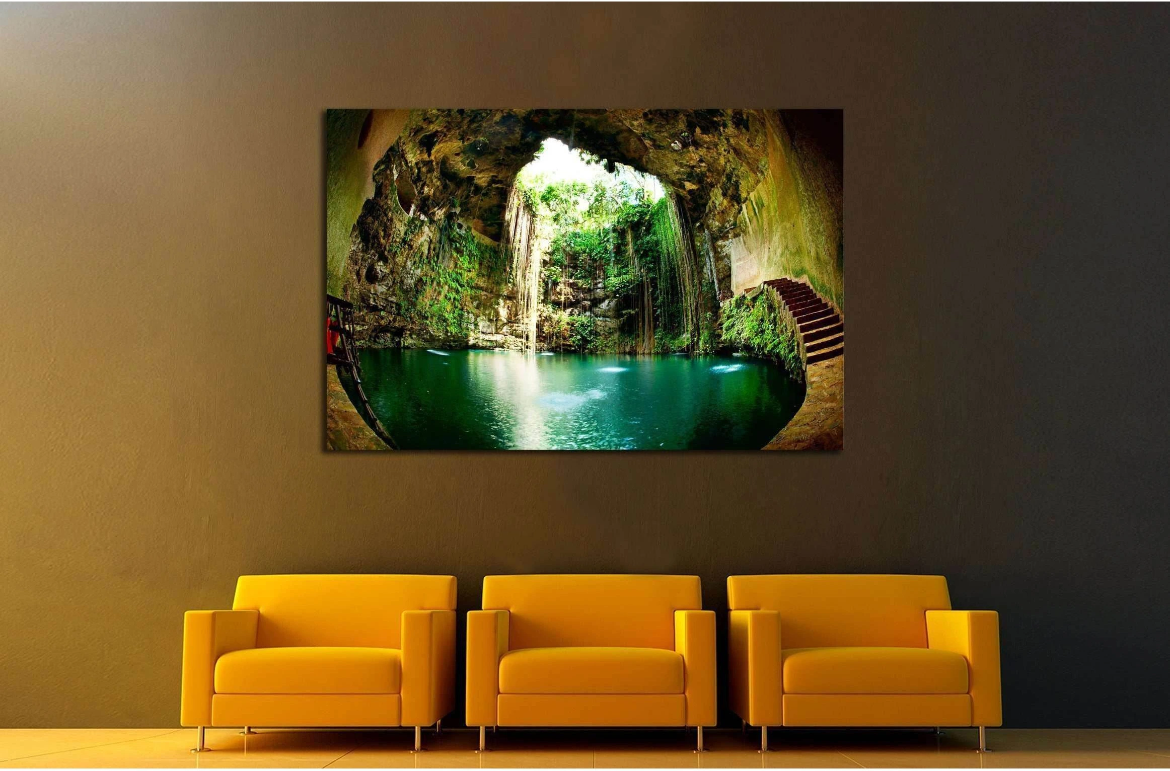 Ik-Kil Cenote, Chichen Itza, Mexico №2511 Ready to Hang Canvas Print - Zellart Canvas Prints ALL_Products, s-2511, Waterfall