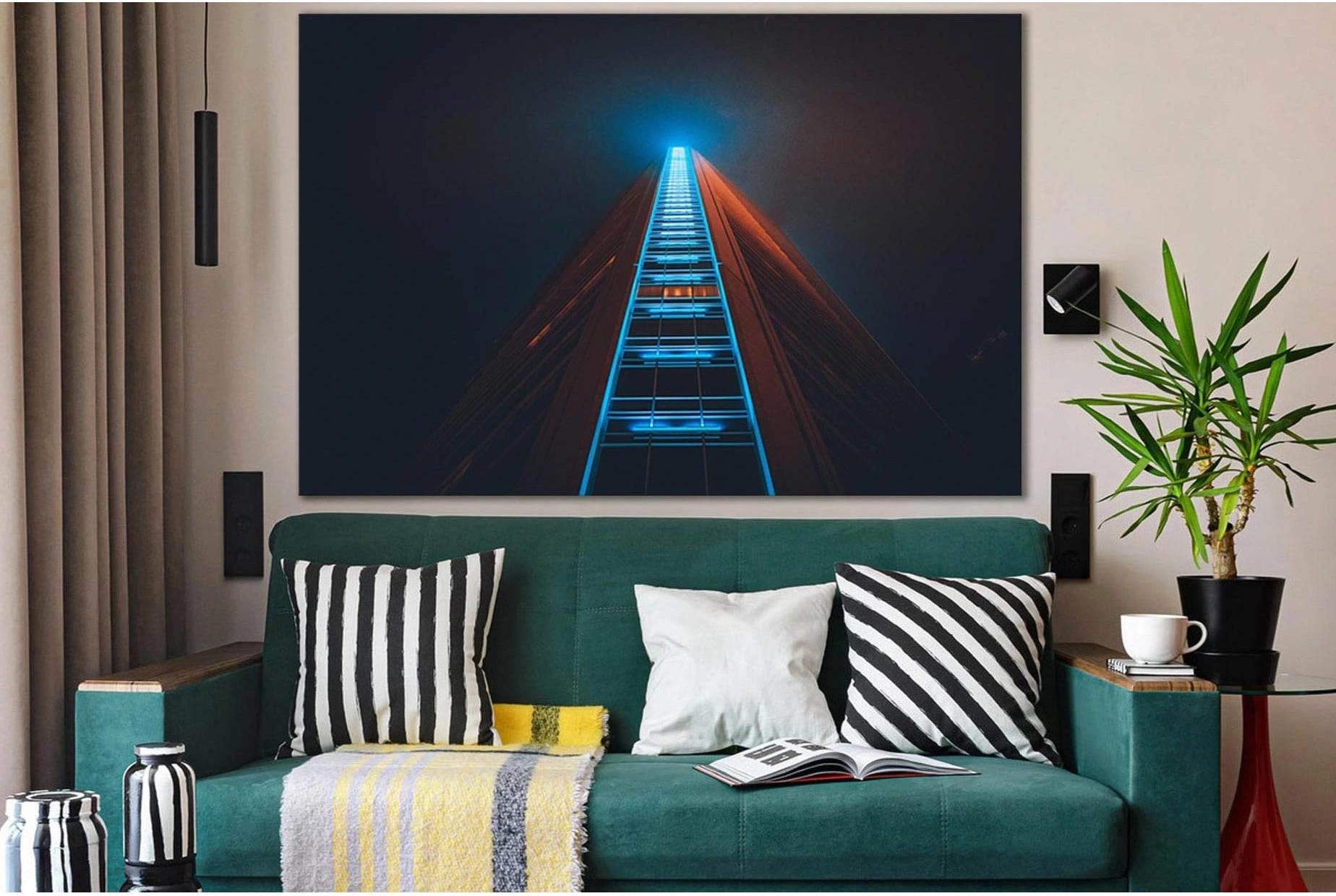 Illuminated High Rise Building №SL1397 Ready to Hang Canvas Print - Zellart Canvas Prints 0new, ALL_Products, Architecture