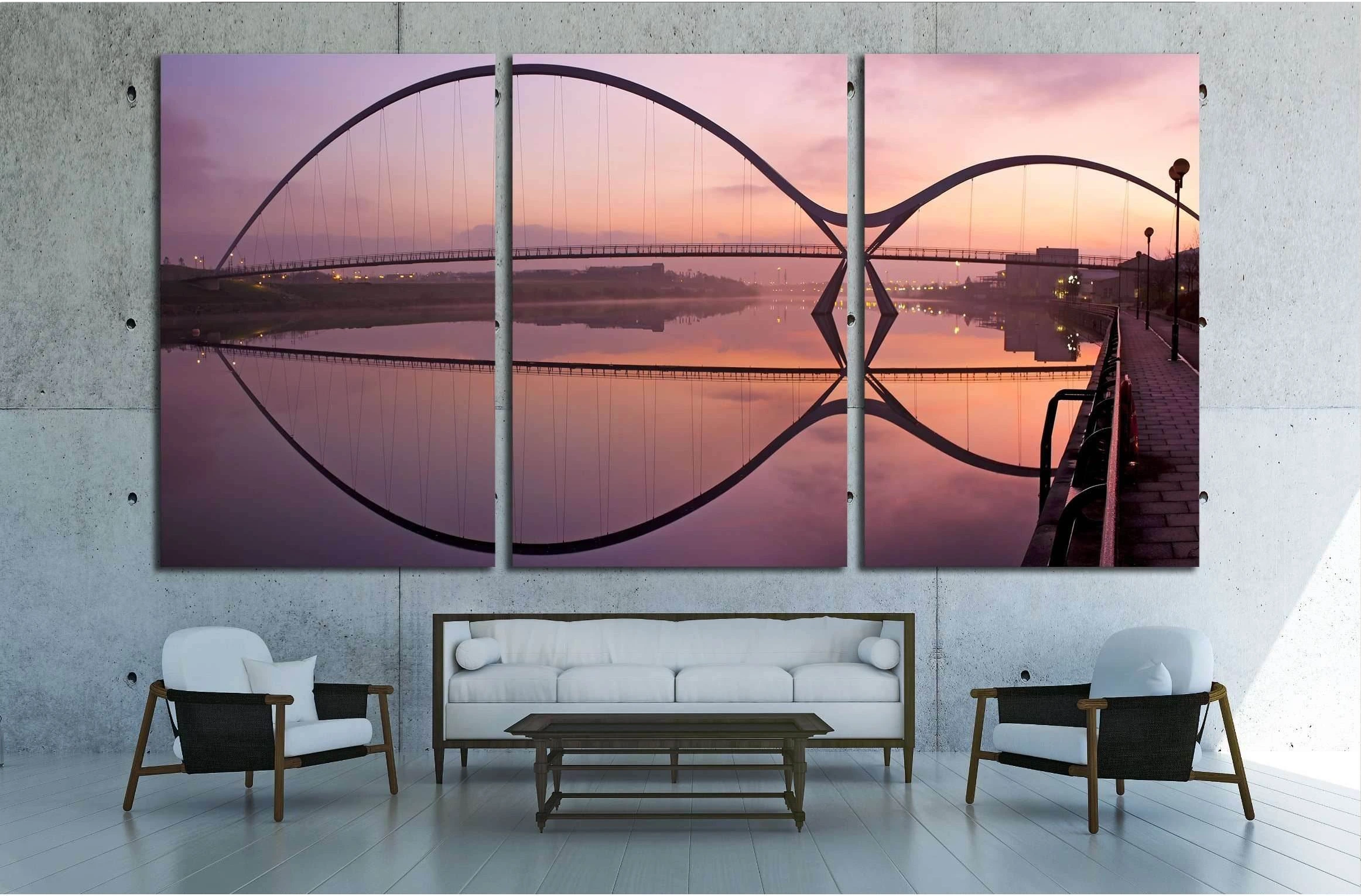 Infinity Bridge in Stockton-on-Tees across the river Tees at sunrise №1665 Ready to Hang Canvas Print - Zellart Canvas Prints ALL_Products, s-1665
