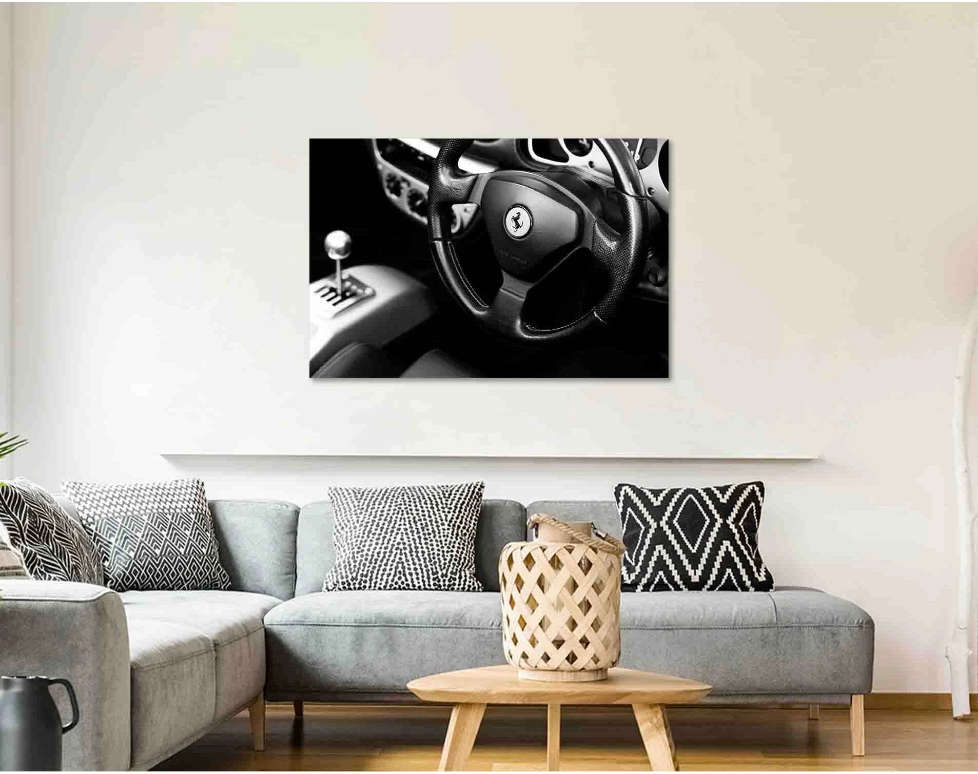 Interior of the car №D2827 Ready to Hang Canvas Print - Zellart Canvas Prints 0new, ALL_Products, Black & White Wall Art