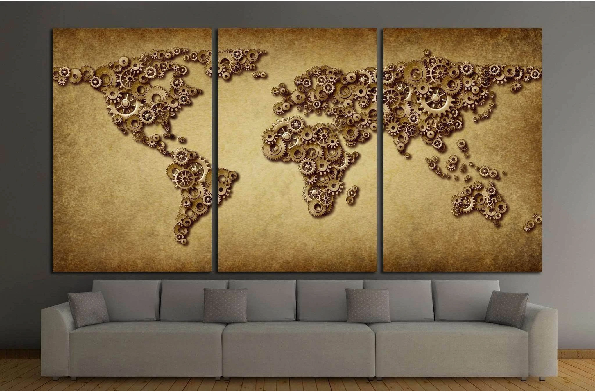 International economy old grunge map №1323 Ready to Hang Canvas Print - Zellart Canvas Prints ALL_Products, s-1323