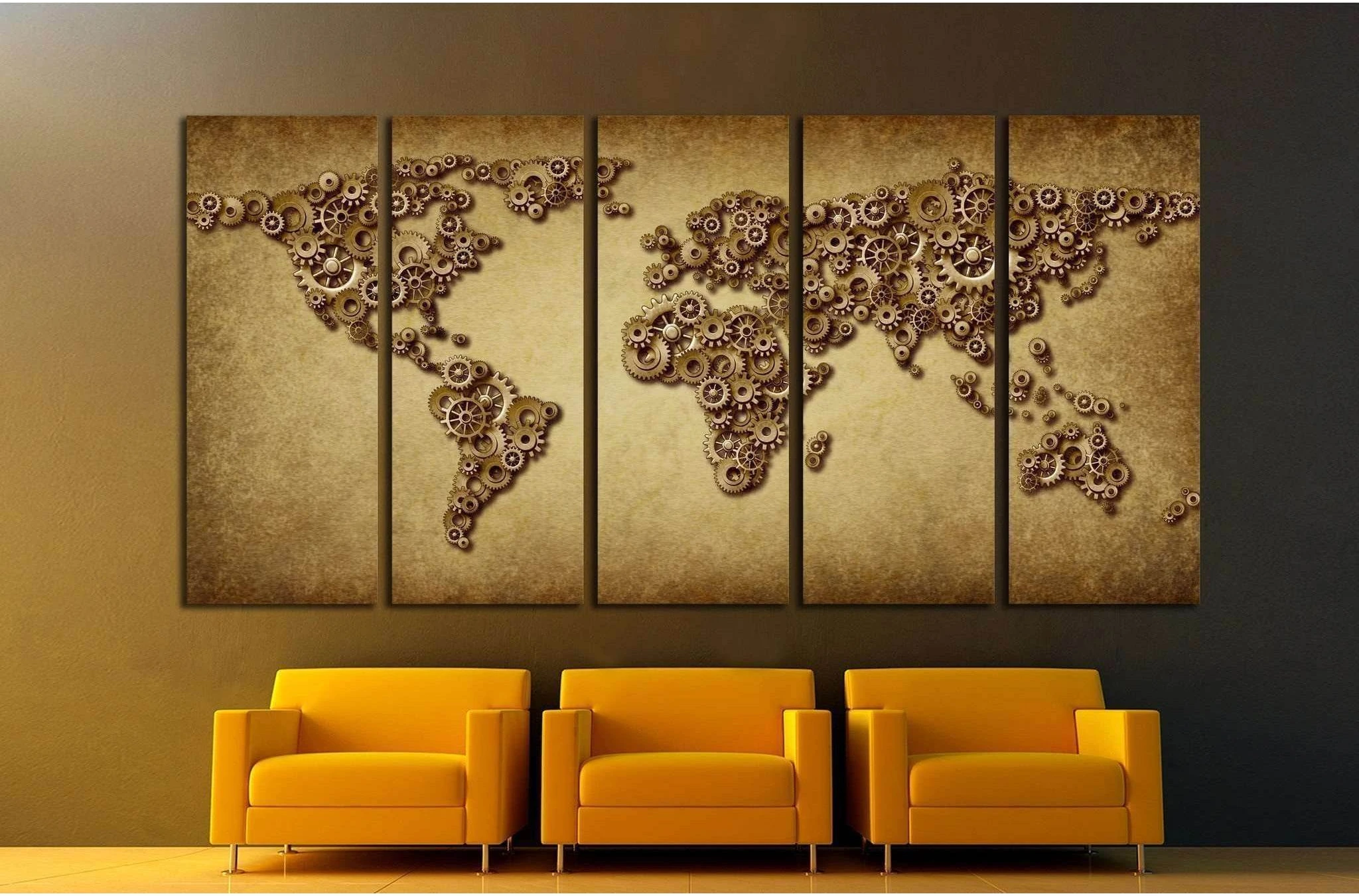 International economy old grunge map №1323 Ready to Hang Canvas Print - Zellart Canvas Prints ALL_Products, s-1323