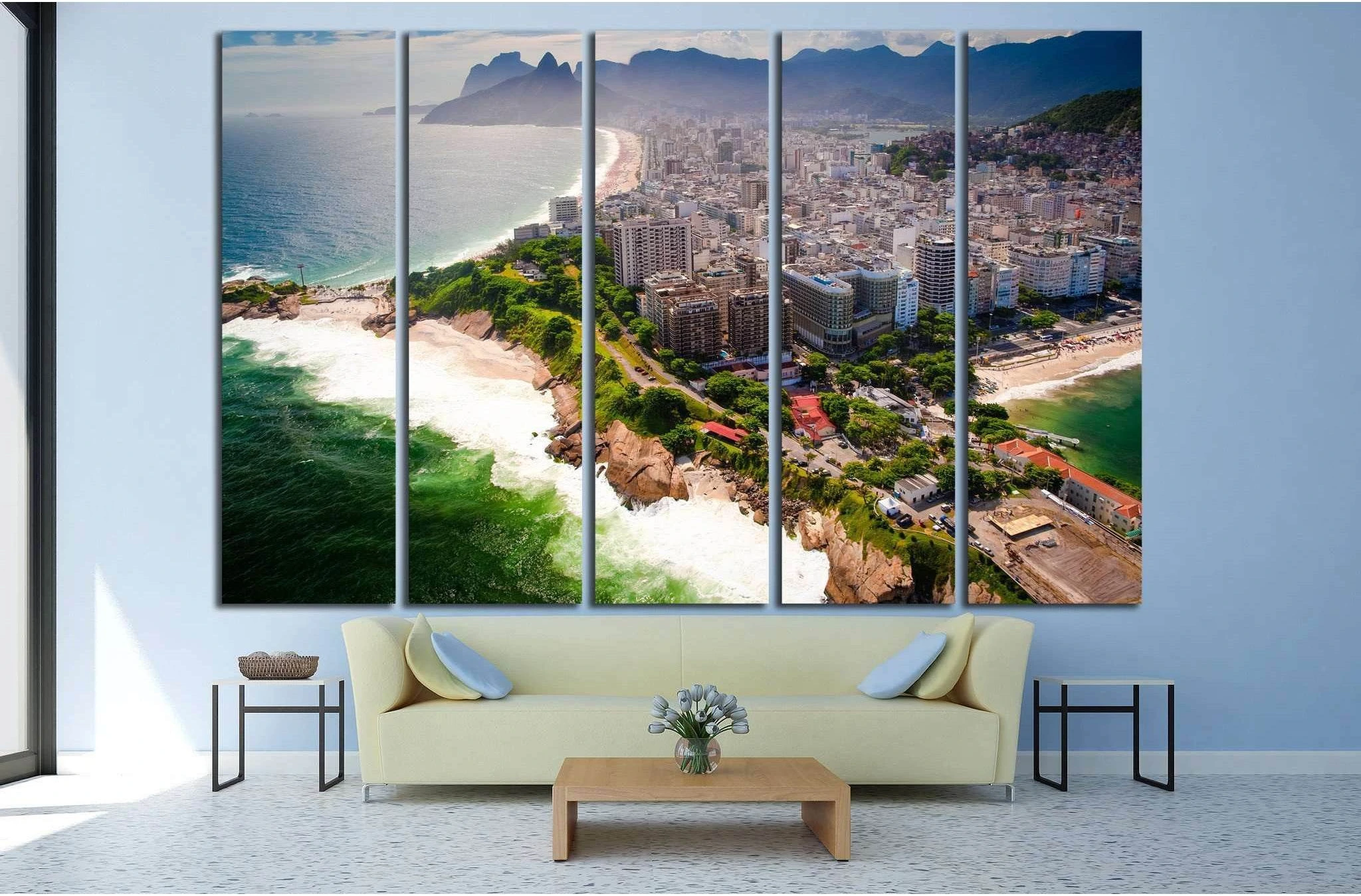 Ipanema Beach, Copacabana Beach, Rio de Janeiro, Brazil №1166 Ready to Hang Canvas Print - Zellart Canvas Prints ALL_Products, s-1166
