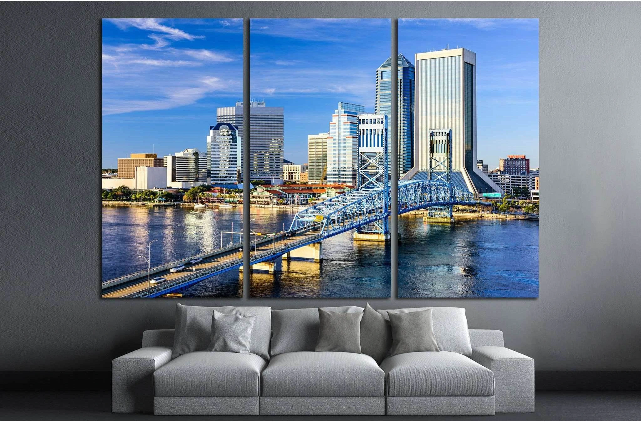 Jacksonville, Florida, USA, St. Johns River №1212 Ready to Hang Canvas Print - Zellart Canvas Prints ALL_Products, s-1212