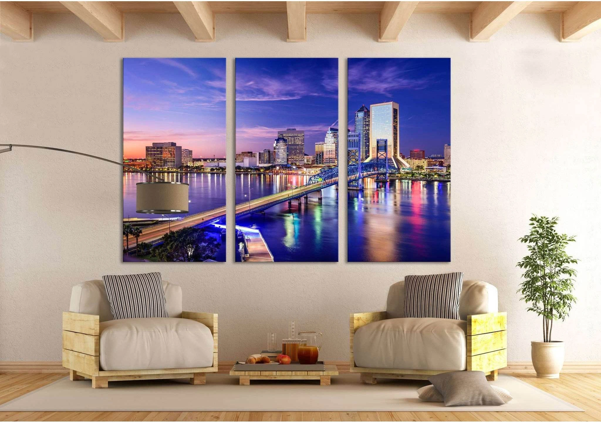 Jacksonville Skyline №621 Ready to Hang Canvas Print - Zellart Canvas Prints ALL_Products, autopostr_pinterest_65155, autopostr_pinterest_65157, autopostr_pinterest_65158, autopostr_pinterest_65160
