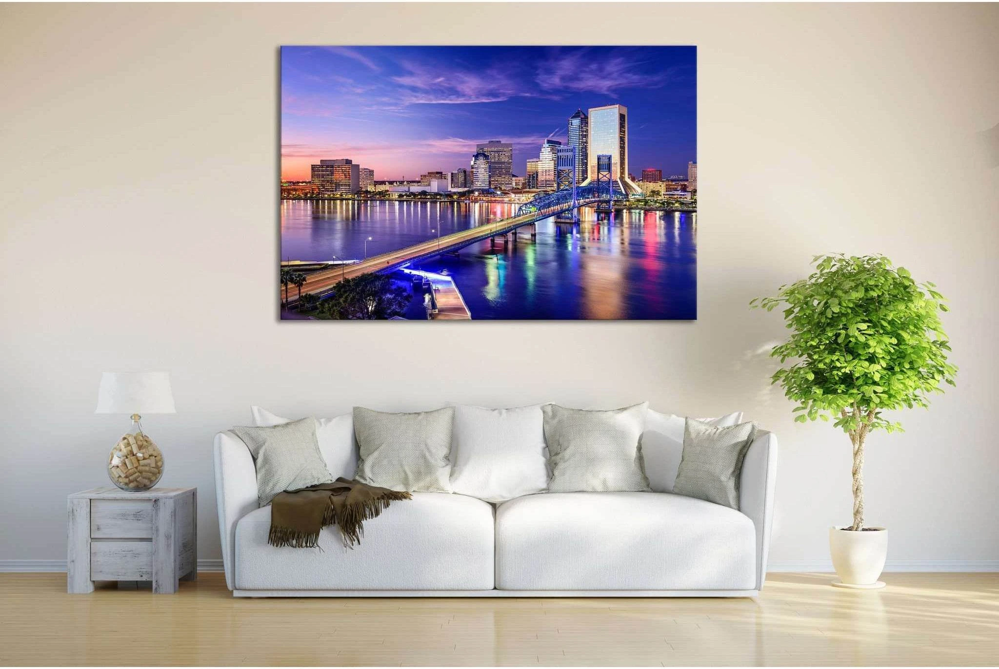 Jacksonville Skyline №621 Ready to Hang Canvas Print - Zellart Canvas Prints ALL_Products, autopostr_pinterest_65155, autopostr_pinterest_65157, autopostr_pinterest_65158, autopostr_pinterest_65160