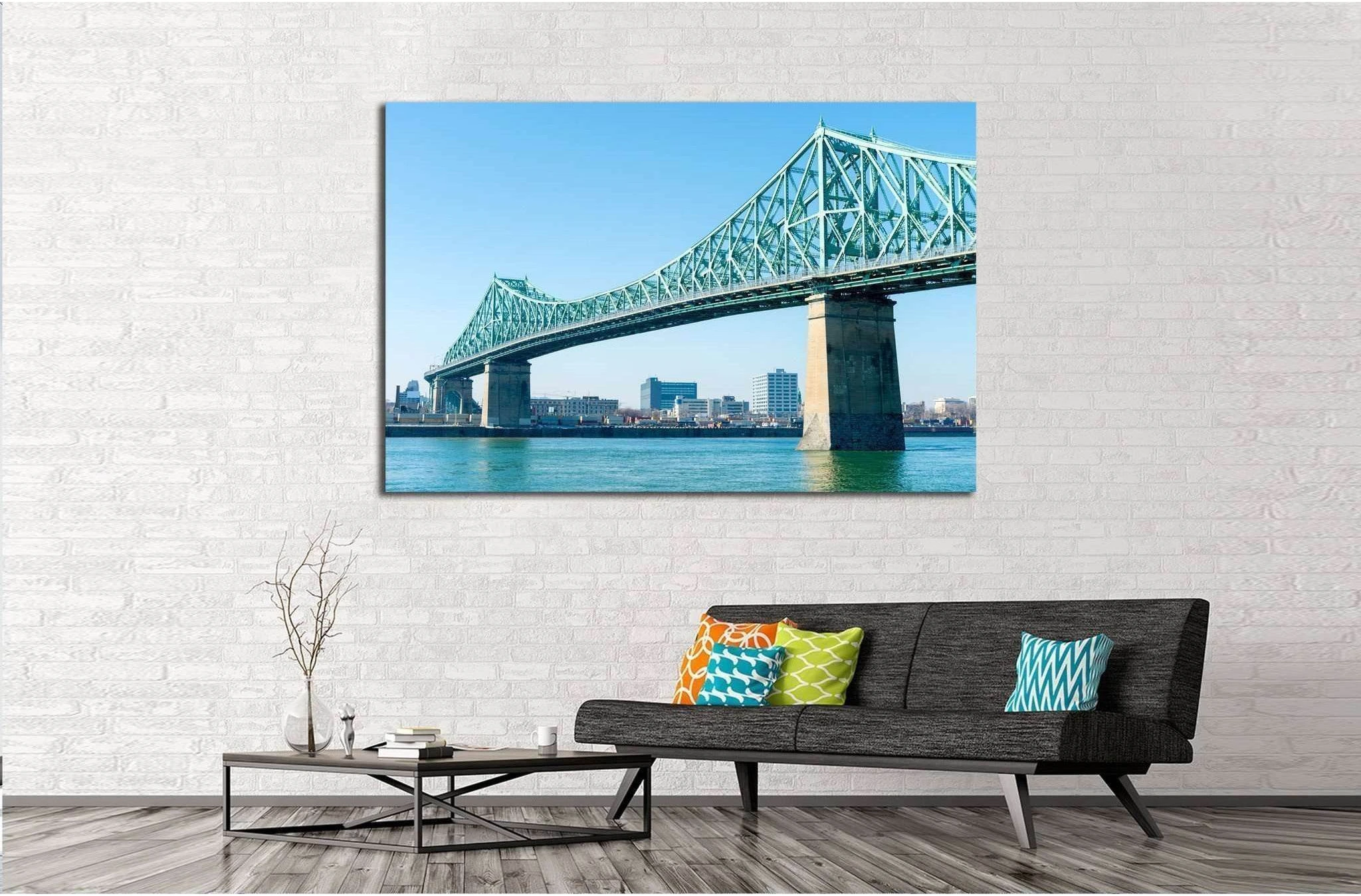 Jacques-Cartier Bridge in Montreal, at sunset №2016 Ready to Hang Canvas Print - Zellart Canvas Prints ALL_Products, s-2016