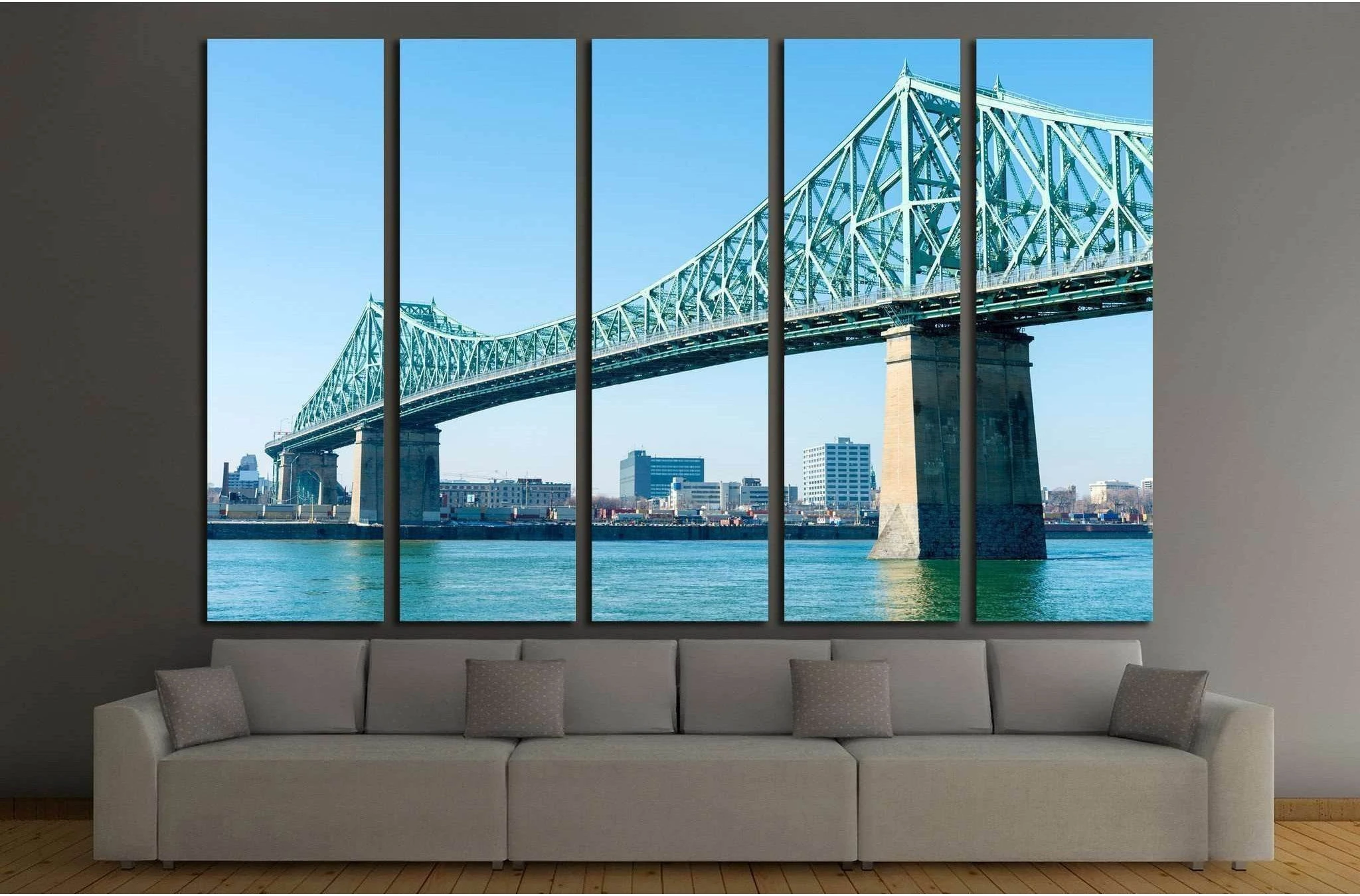 Jacques-Cartier Bridge in Montreal, at sunset №2016 Ready to Hang Canvas Print - Zellart Canvas Prints ALL_Products, s-2016