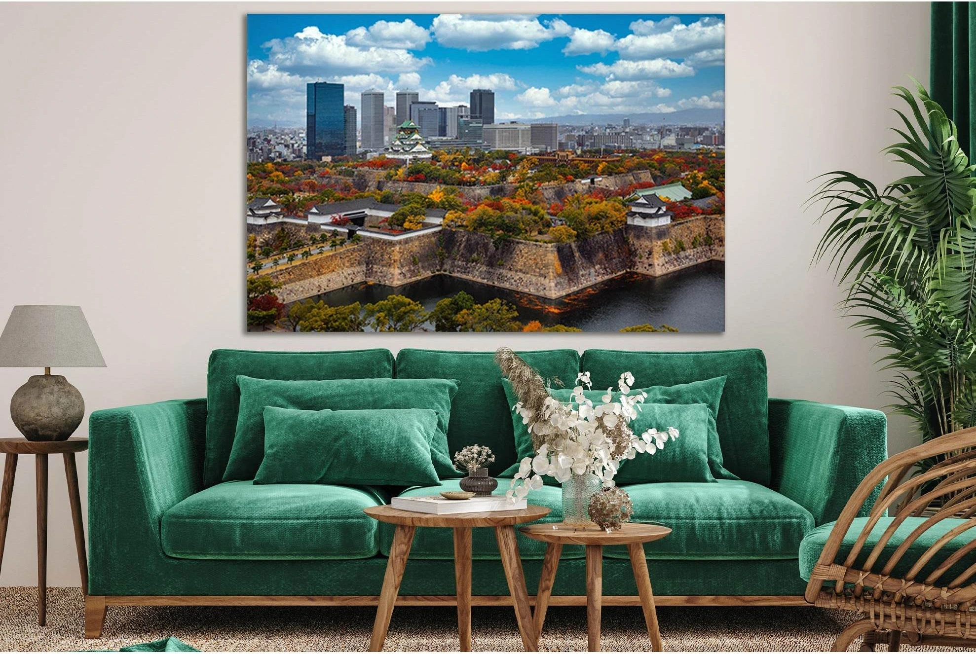 Japan Autumn Osaka Castle Park №SL635 Ready to Hang Canvas Print - Zellart Canvas Prints 0new, ALL_Products, Autumn Wall Art