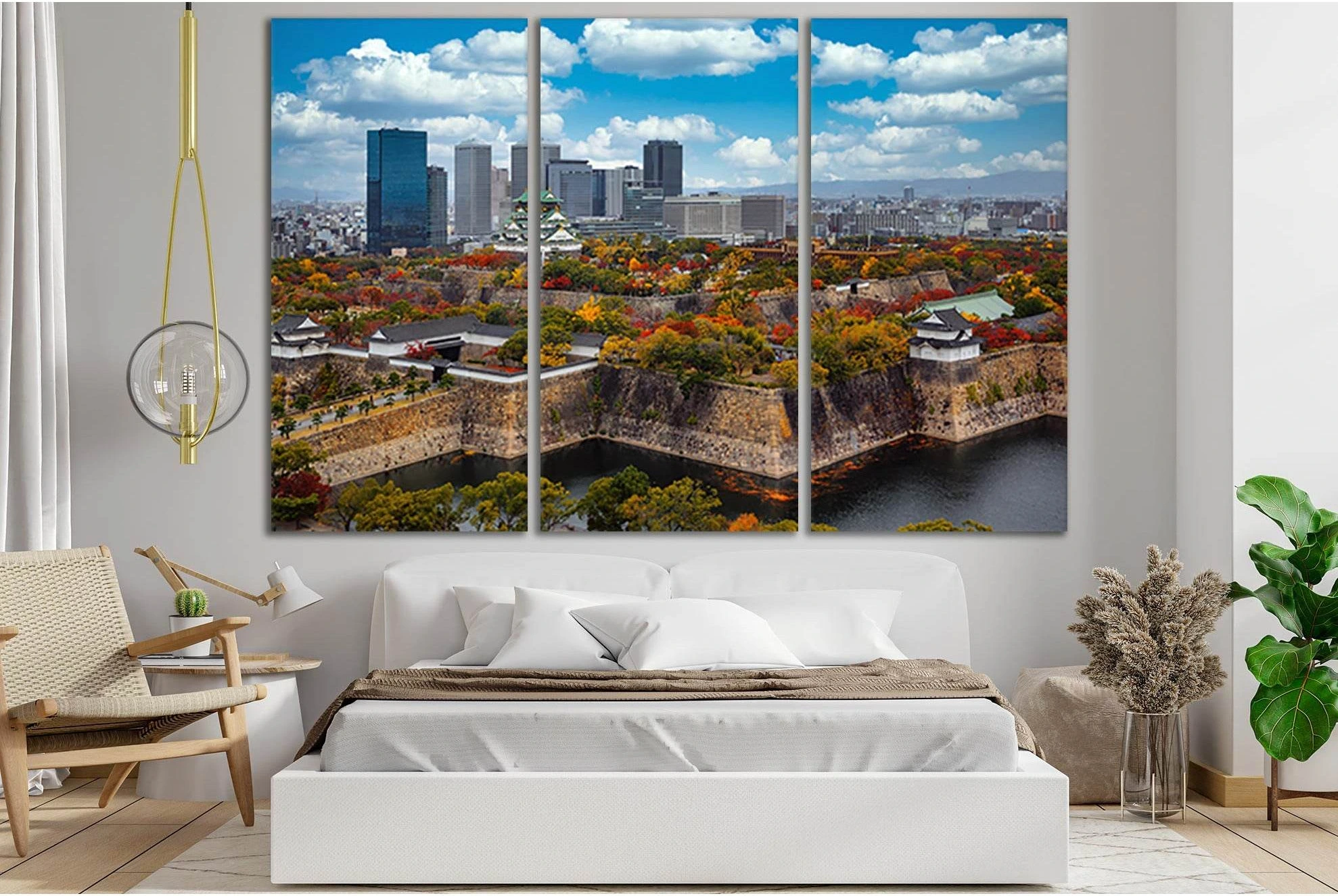 Japan Autumn Osaka Castle Park №SL635 Ready to Hang Canvas Print - Zellart Canvas Prints 0new, ALL_Products, Autumn Wall Art