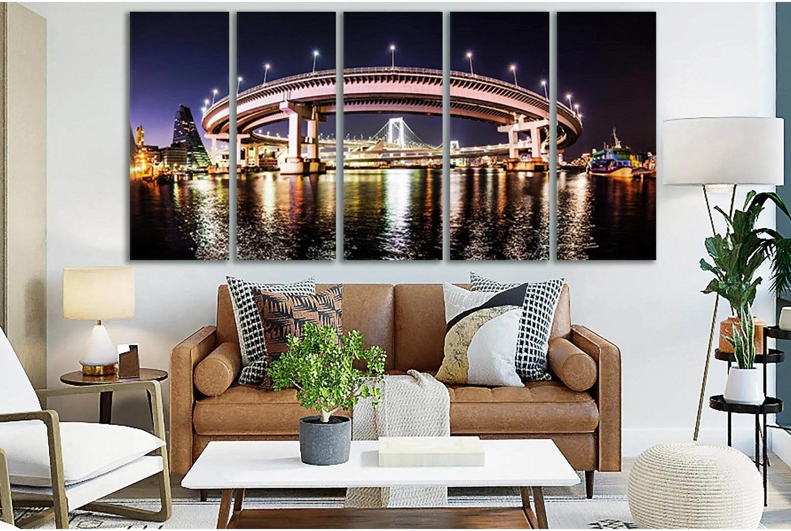 Japan Rainbow Bridge №SL1098 Ready to Hang Canvas Print - Zellart Canvas Prints 0new, ALL_Products, Bridges Wall Art