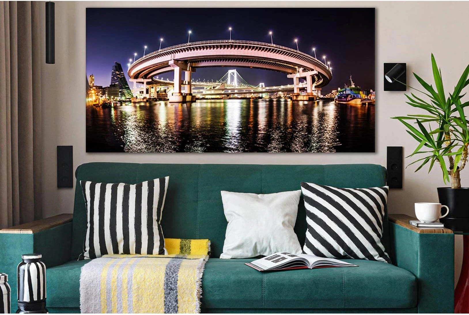 Japan Rainbow Bridge №SL1098 Ready to Hang Canvas Print - Zellart Canvas Prints 0new, ALL_Products, Bridges Wall Art