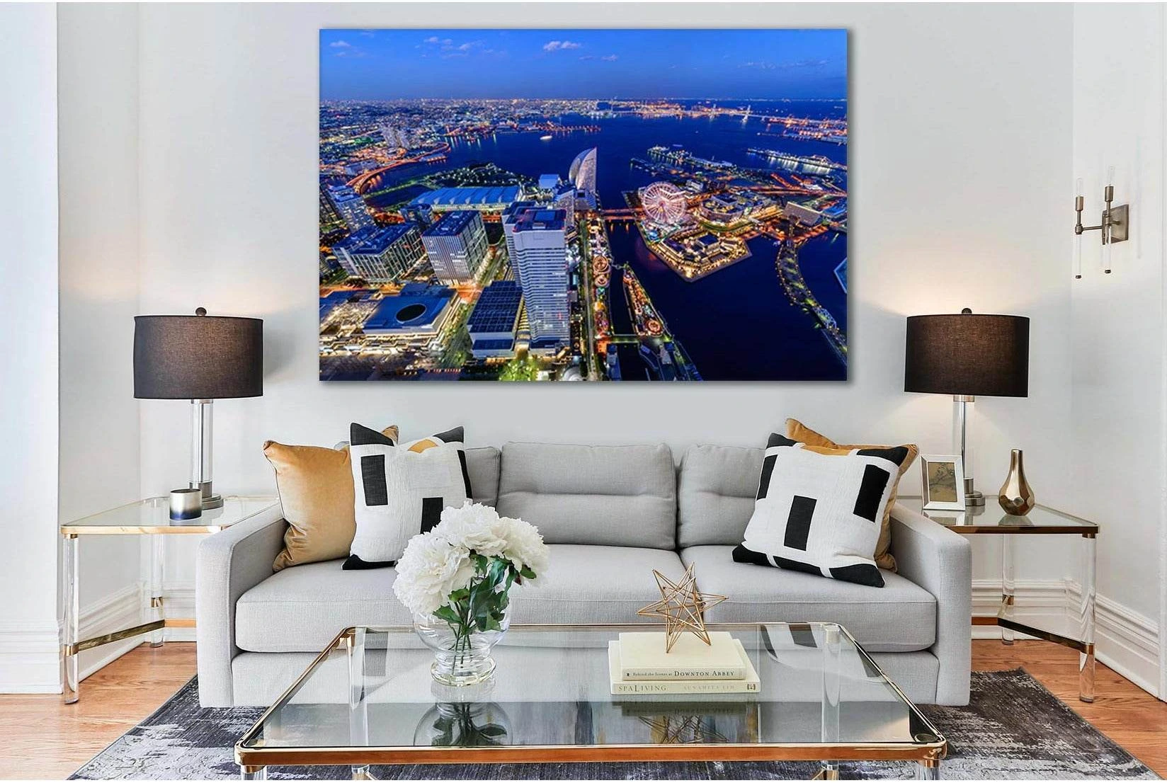 Japan Skyscrapers Yokohama River №SL307 Ready to Hang Canvas Print - Zellart Canvas Prints 0new, ALL_Products, Cityscapes & Skylines