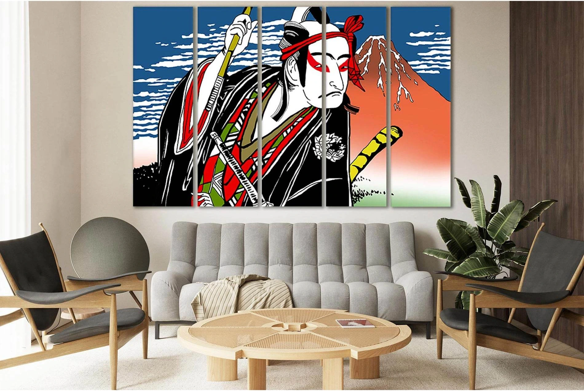 Japanese Kabuki Actor Pop Art №SL529 Ready to Hang Canvas Print - Zellart Canvas Prints 0new, ALL_Products, Pop ART