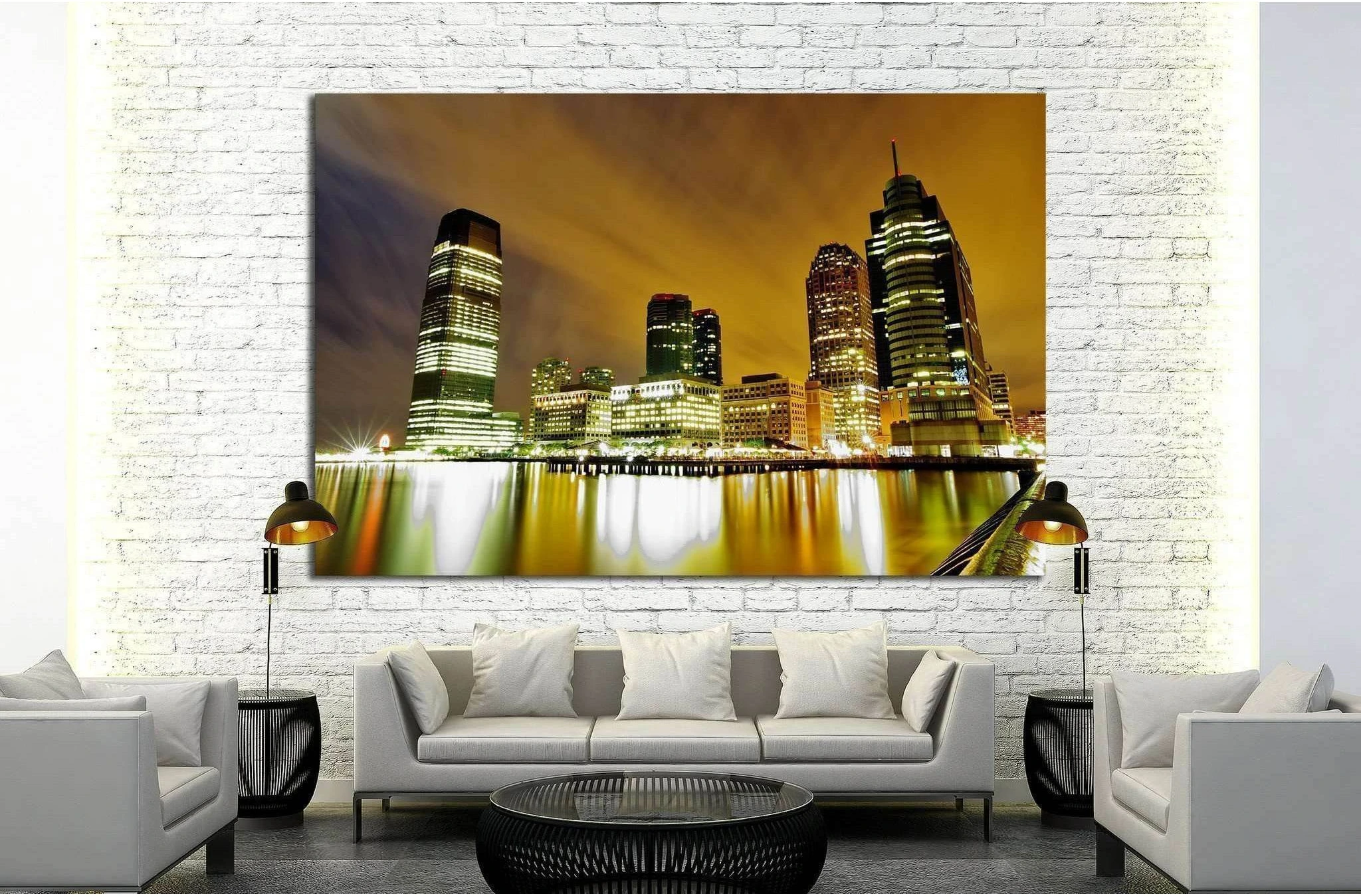 Jersey City Waterfront №1669 Ready to Hang Canvas Print - Zellart Canvas Prints ALL_Products, s-1669