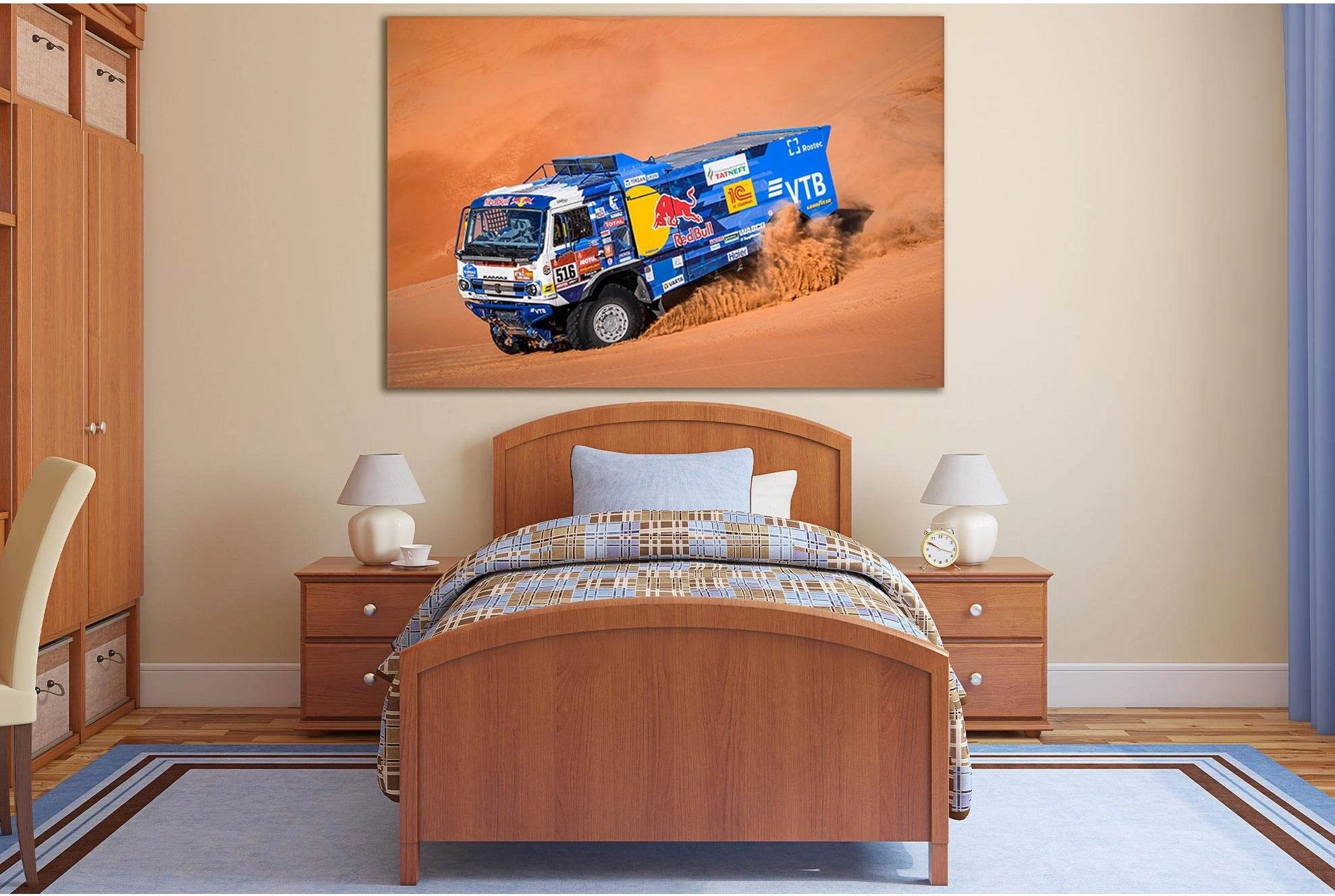 Kamaz In Desert Sand Rally №SL900 Ready to Hang Canvas Print - Zellart Canvas Prints 0new, ALL_Products, Sports & Motivation