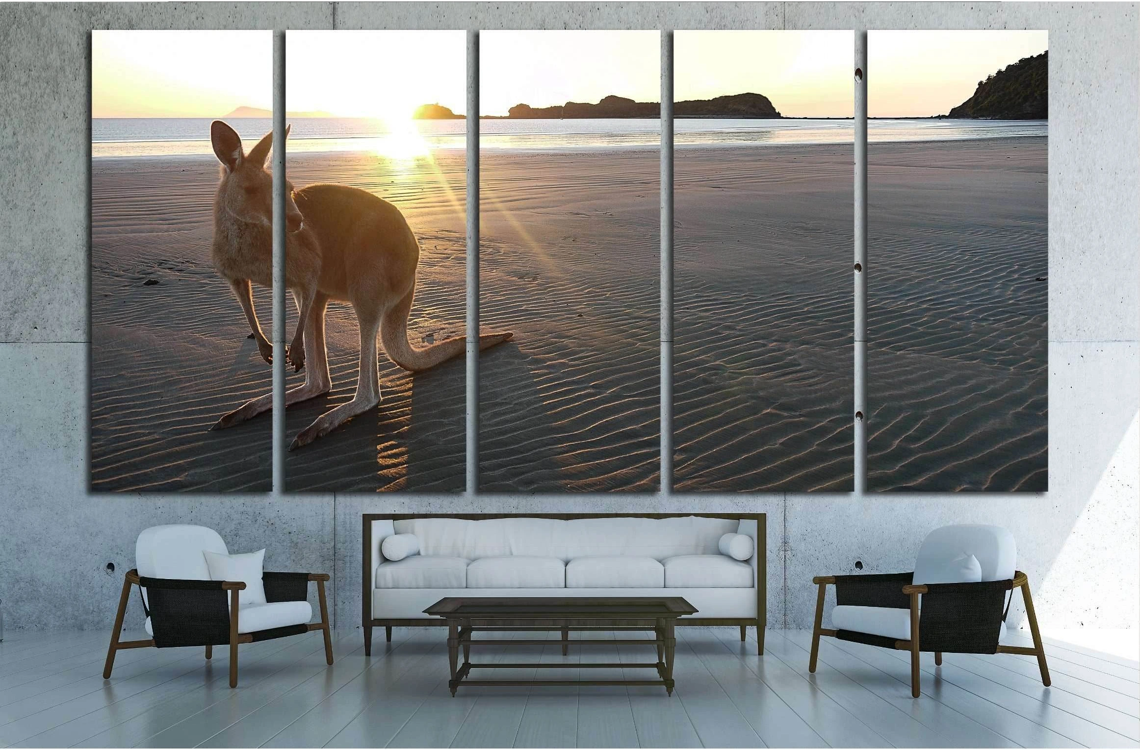 Kangaroo on a beach at Cape Hillsborough in Queensland, Australia №2375 Ready to Hang Canvas Print - Zellart Canvas Prints ALL_Products, s-2375