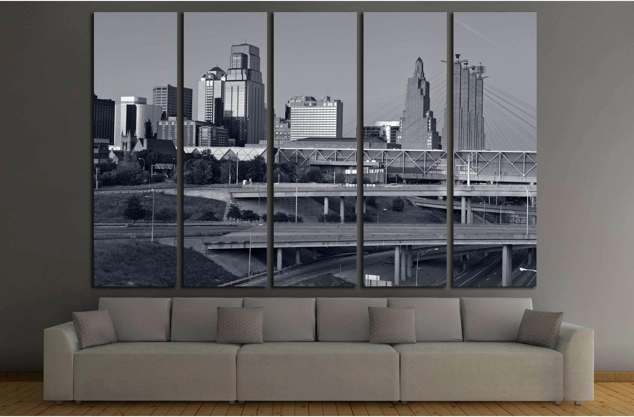 Kansas City skyline №1622 Ready to Hang Canvas Print - Zellart Canvas Prints ALL_Products, s-1622