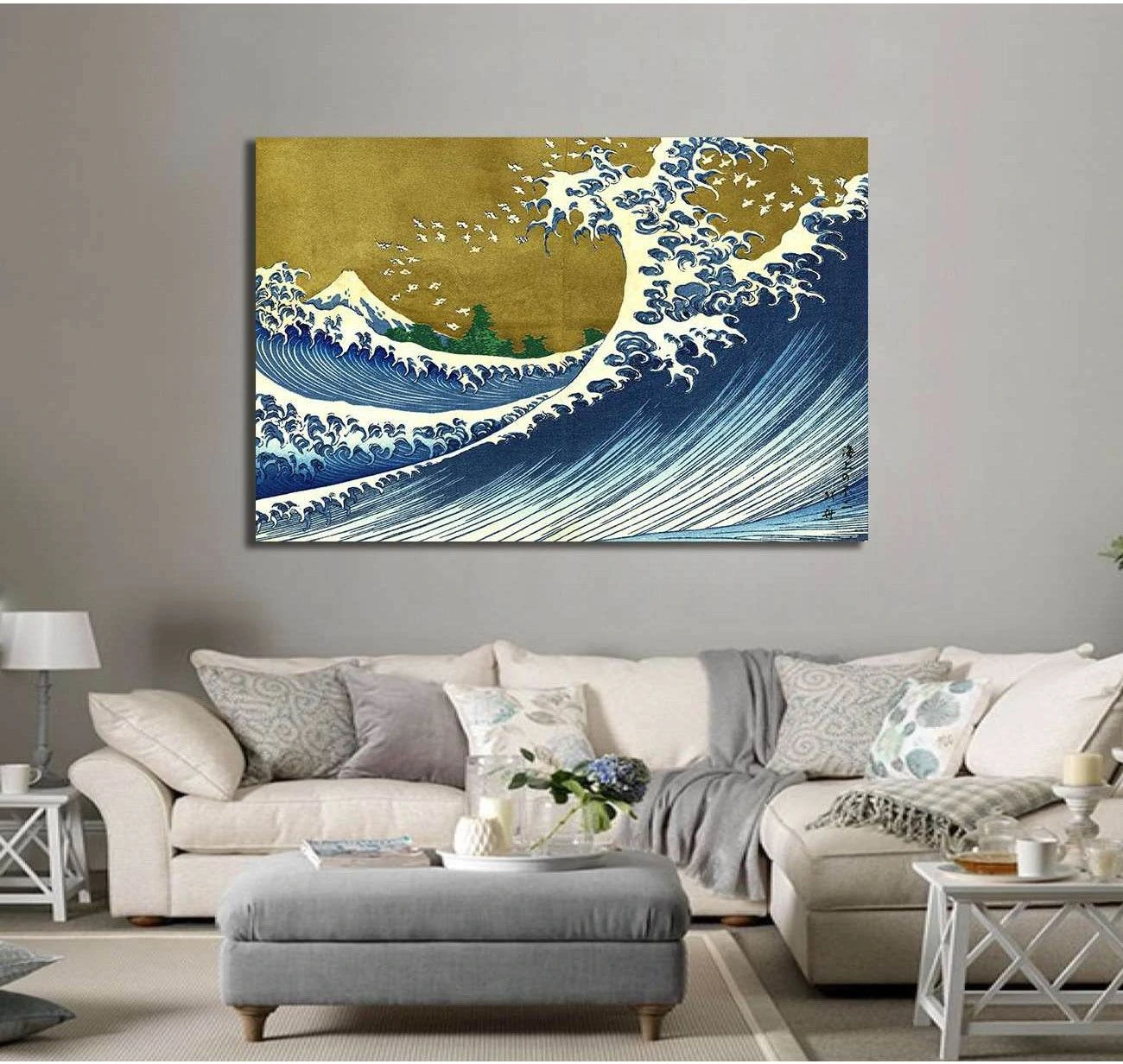 Katsushika Hokusai, A colored version of the big wave - Ready to Hang Canvas Print - Zellart Canvas Prints 000Negative, 6199, ALL_Products