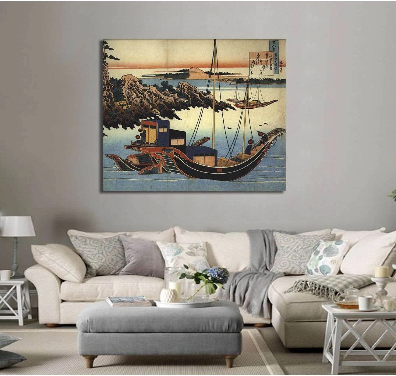Katsushika Hokusai, Chunagon Yakamochi - Canvas print - Zellart Canvas Prints 000Negative, 6203, ALL_Products
