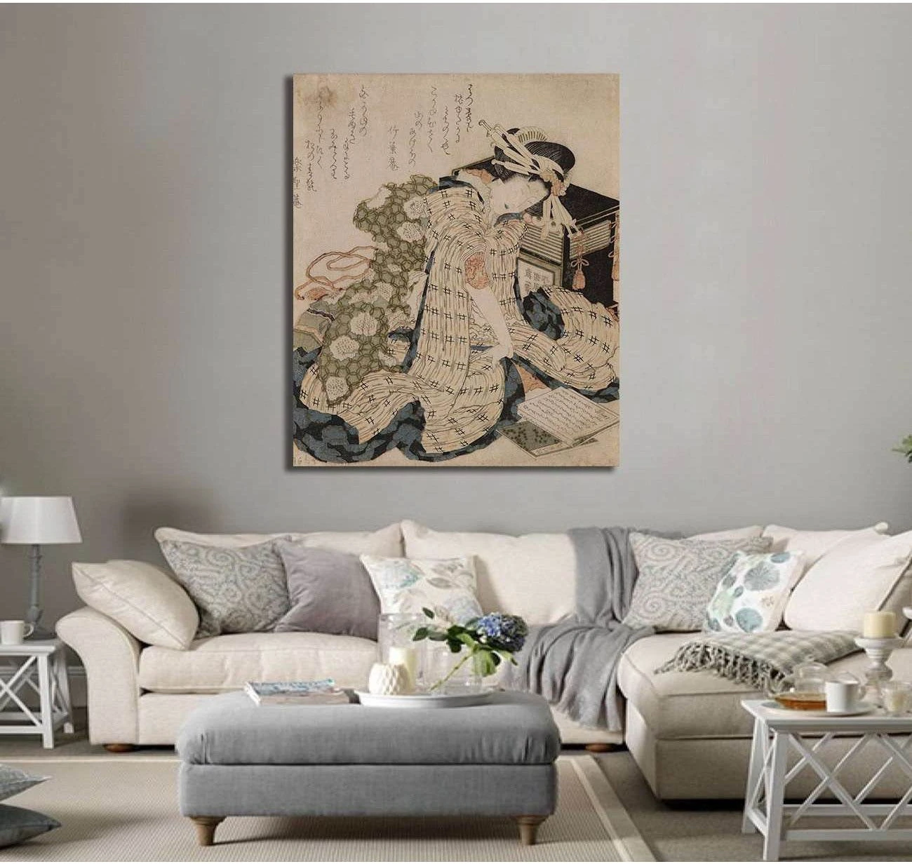 Katsushika Hokusai, Courtesan asleep - Canvas print - Zellart Canvas Prints 000Negative, 6204, ALL_Products