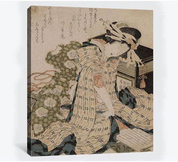 Katsushika Hokusai, Courtesan asleep - Canvas print - Zellart Canvas Prints 000Negative, 6204, ALL_Products
