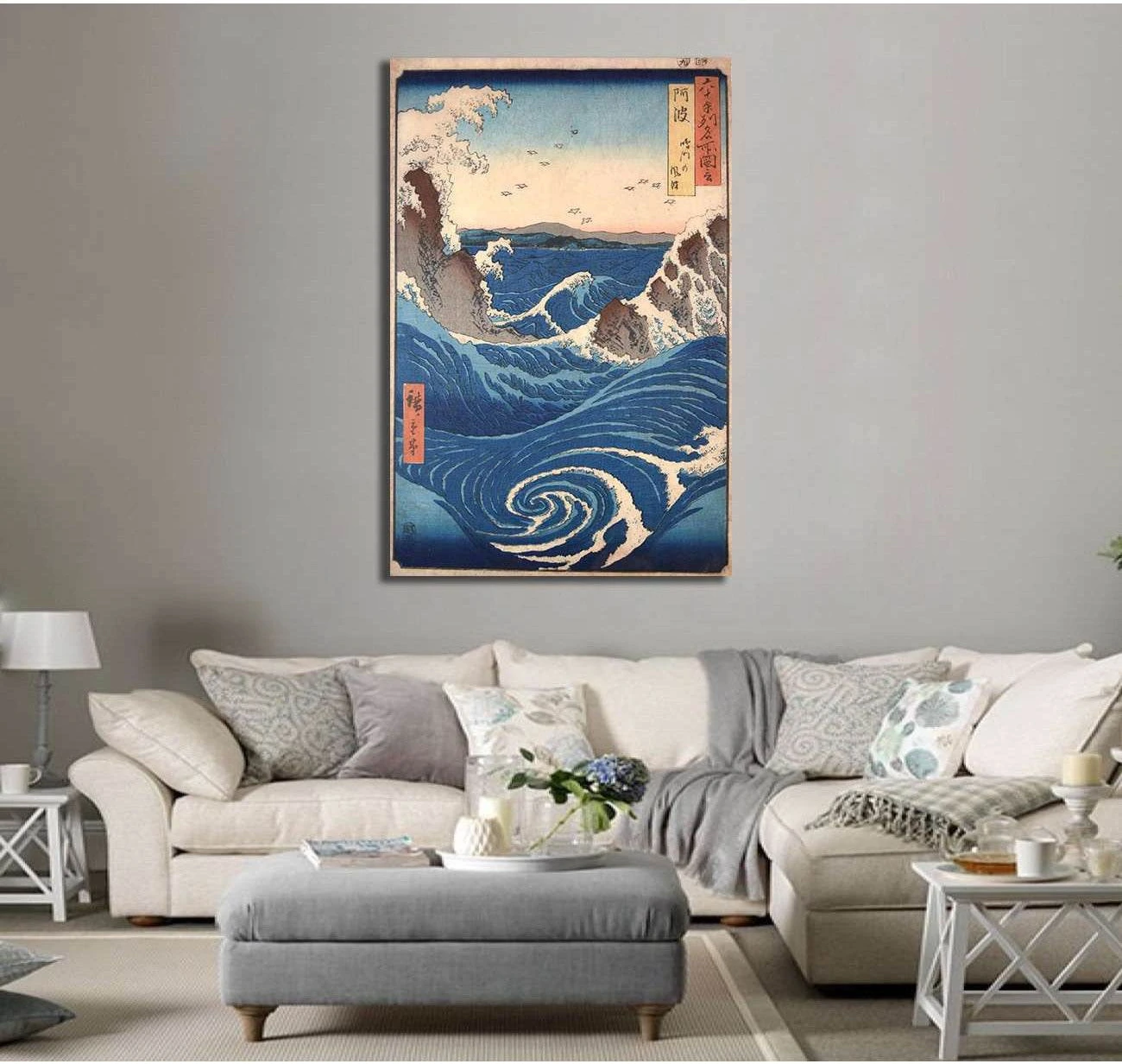 Katsushika Hokusai, View of the naruto whirlpools at Awa - Canvas print - Zellart Canvas Prints 000Negative, 6219, ALL_Products