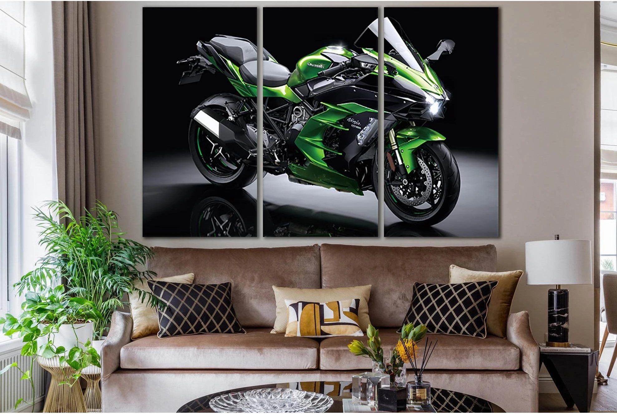 Kawasaki Sports Motorcycle №SL894 Ready to Hang Canvas Print - Zellart Canvas Prints 0new, ALL_Products, Sports & Motivation