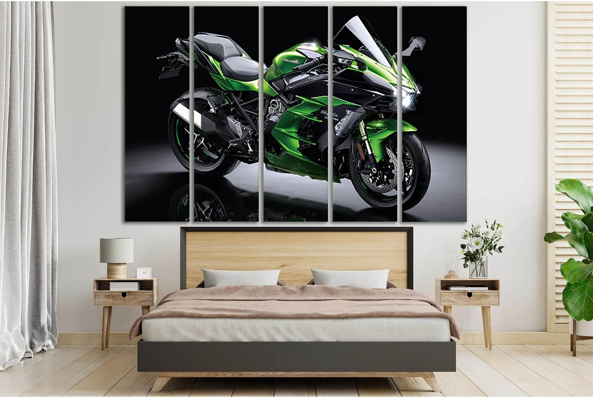 Kawasaki Sports Motorcycle №SL894 Ready to Hang Canvas Print - Zellart Canvas Prints 0new, ALL_Products, Sports & Motivation