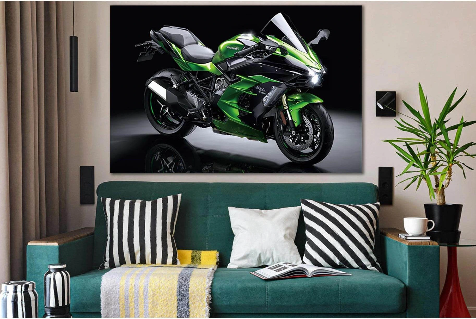Kawasaki Sports Motorcycle №SL894 Ready to Hang Canvas Print - Zellart Canvas Prints 0new, ALL_Products, Sports & Motivation