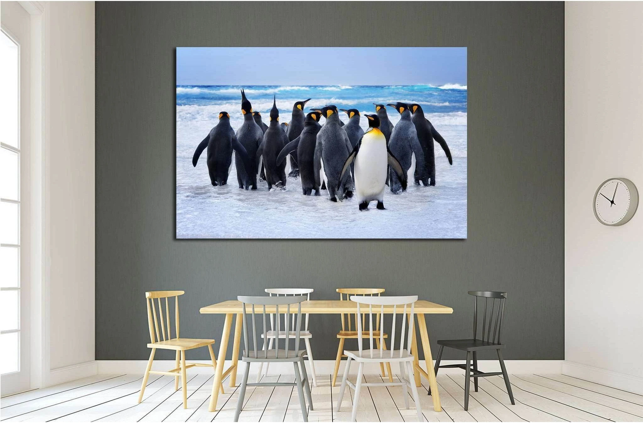 King Penguins heading to the water in the Falkland Islands №1845 Ready to Hang Canvas Print - Zellart Canvas Prints ALL_Products, s-1841