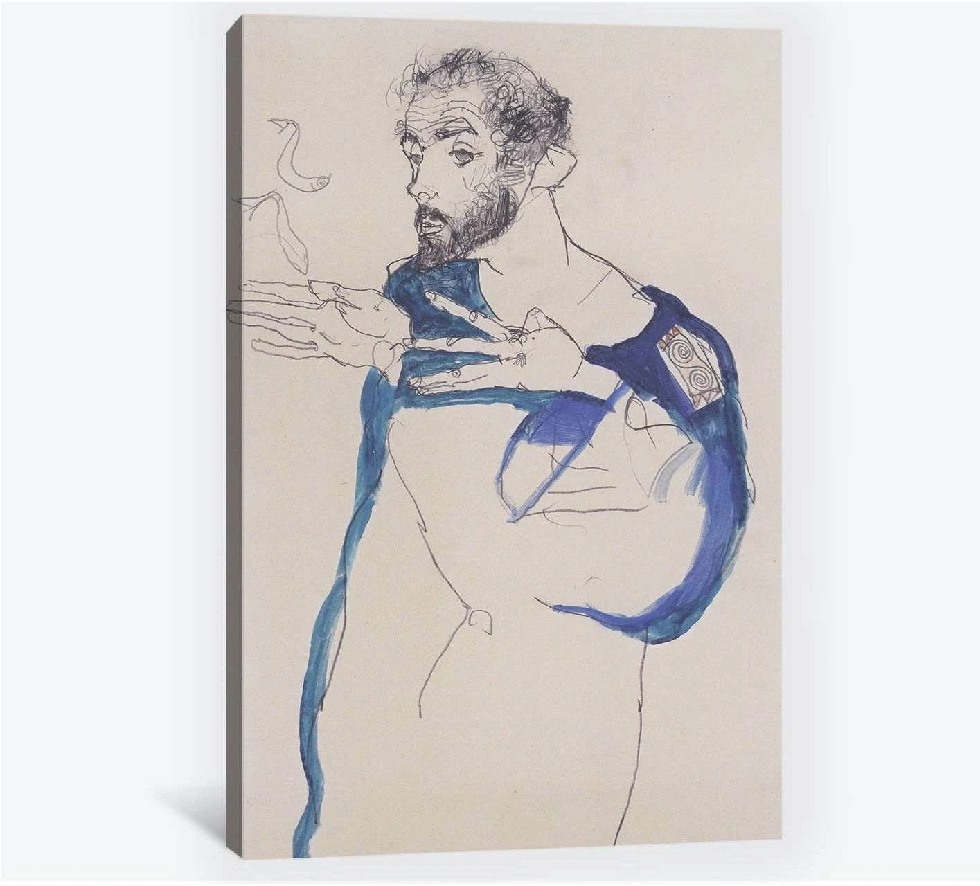 Klimt in a light Blue Smock by Egon Schiele, 1913 - Ready to Hang Canvas Print - Zellart Canvas Prints 6229, ALL_Products