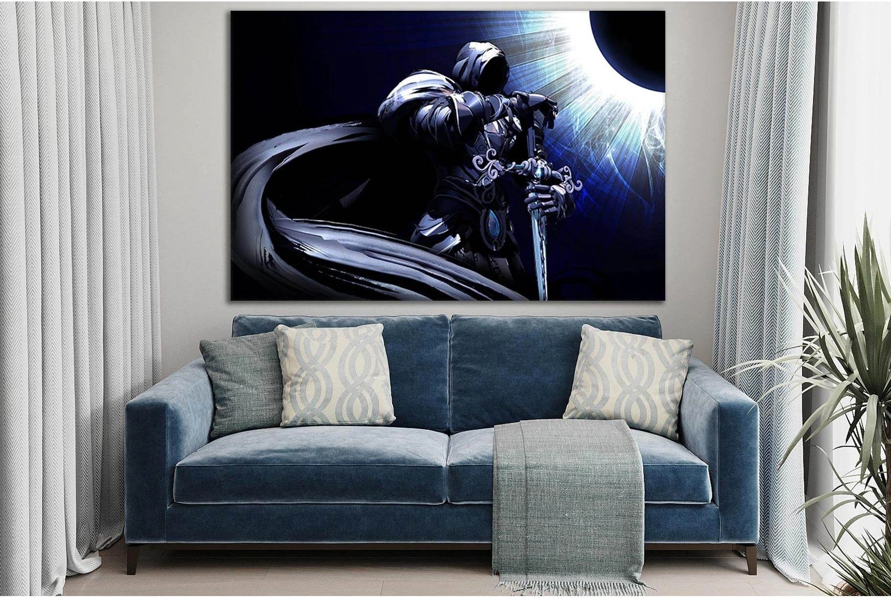 Knight With A Long Cloak №SL1216 Ready to Hang Canvas Print - Zellart Canvas Prints 0new, ALL_Products, Fantasy And Sci Fi Wall Art