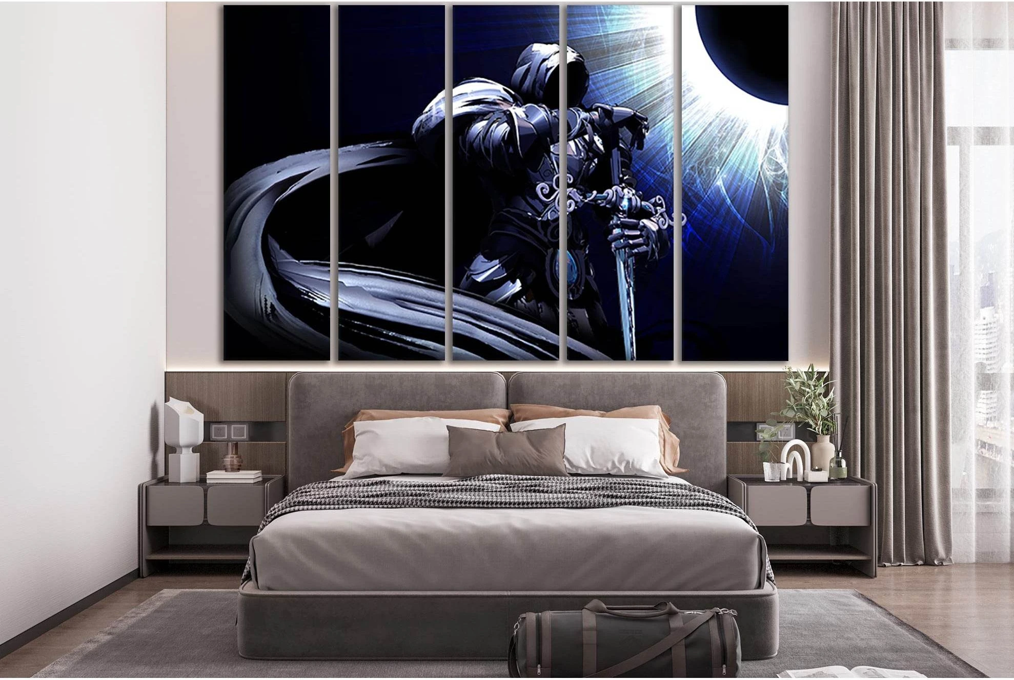 Knight With A Long Cloak №SL1216 Ready to Hang Canvas Print - Zellart Canvas Prints 0new, ALL_Products, Fantasy And Sci Fi Wall Art