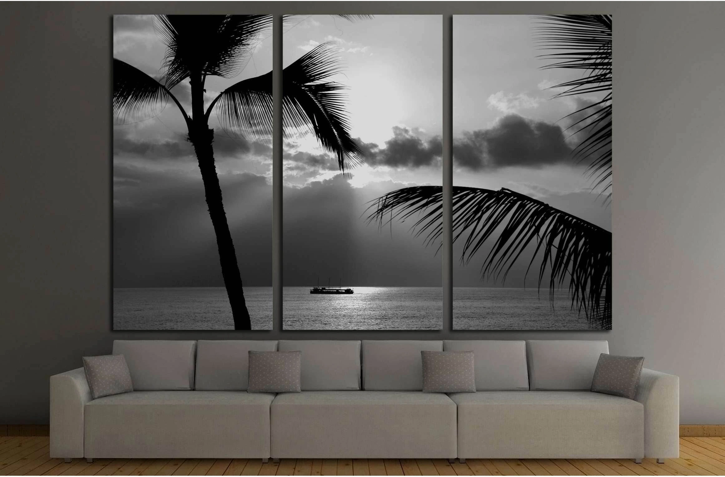 Kona Coast Party Boat Out For A Cruise in black and white №2662 Ready to Hang Canvas Print - Zellart Canvas Prints ALL_Products, s-2662
