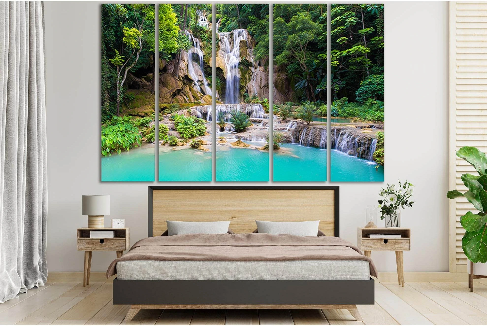 Kouangxi Water Fall Laos №SL491 Ready to Hang Canvas Print - Zellart Canvas Prints 0new, ALL_Products, Waterfall, Waterfall Wall Art