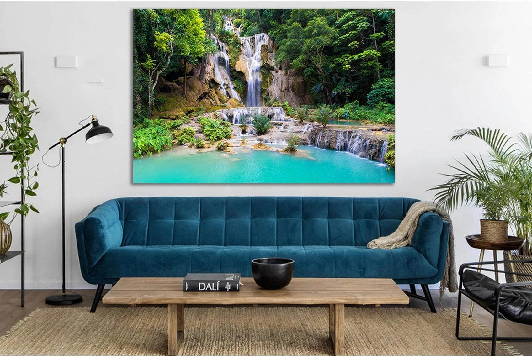 Kouangxi Water Fall Laos №SL491 Ready to Hang Canvas Print - Zellart Canvas Prints 0new, ALL_Products, Waterfall, Waterfall Wall Art