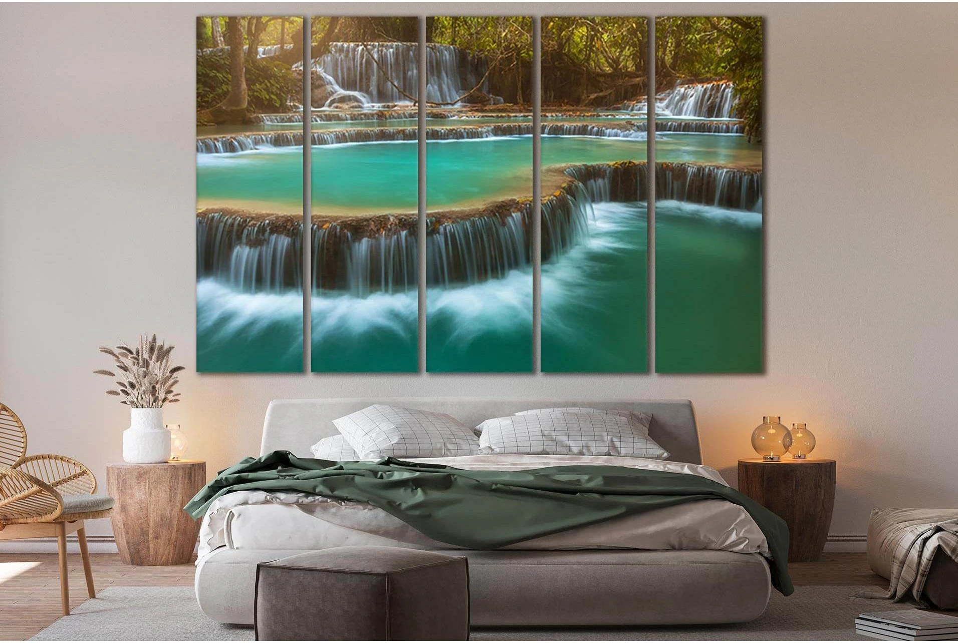 Kuang Si Falls Laos №SL465 Ready to Hang Canvas Print - Zellart Canvas Prints 0new, ALL_Products, Waterfall, Waterfall Wall Art