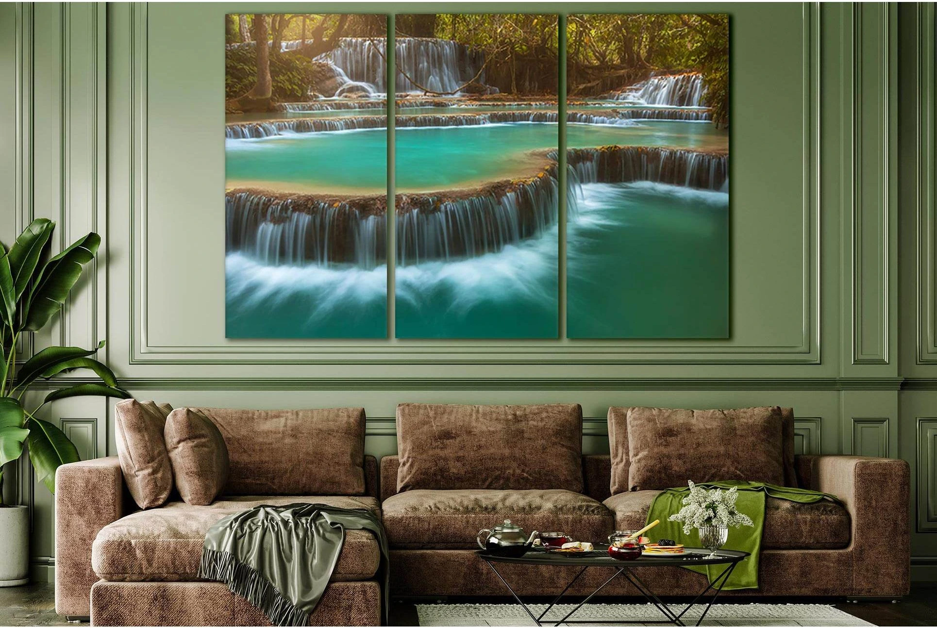 Kuang Si Falls Laos №SL465 Ready to Hang Canvas Print - Zellart Canvas Prints 0new, ALL_Products, Waterfall, Waterfall Wall Art