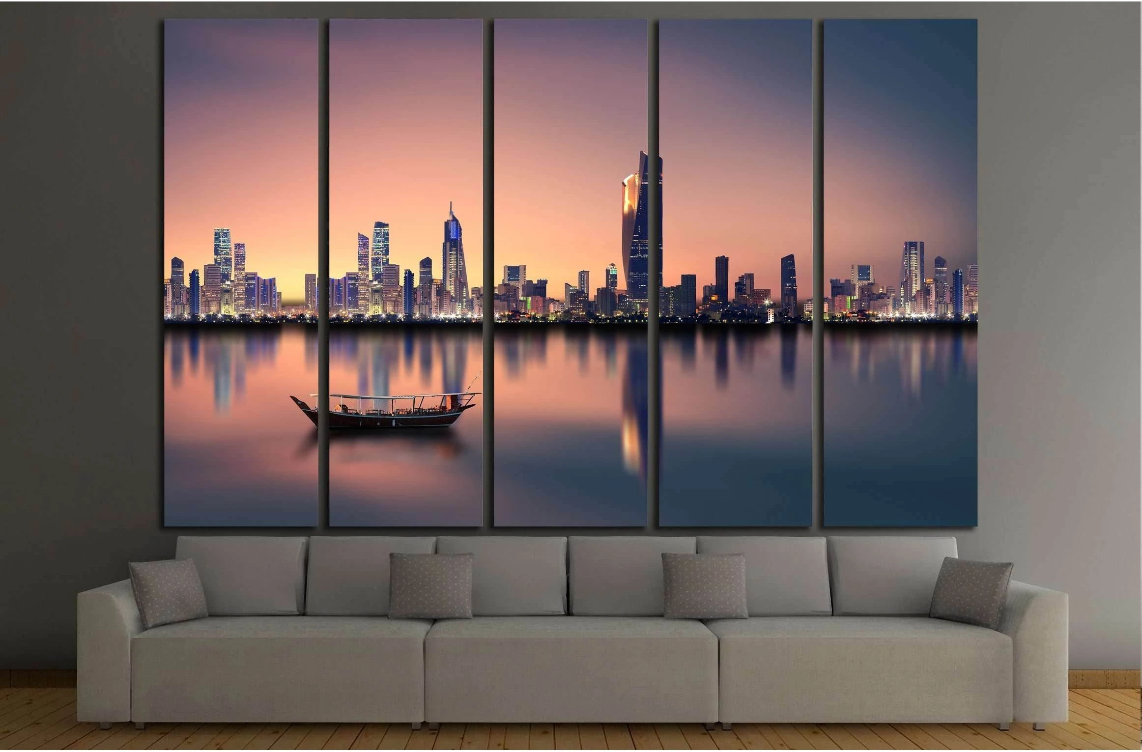 Kuwait city skyline during sunset №2937 Ready to Hang Canvas Print - Zellart Canvas Prints ALL_Products, s-2937