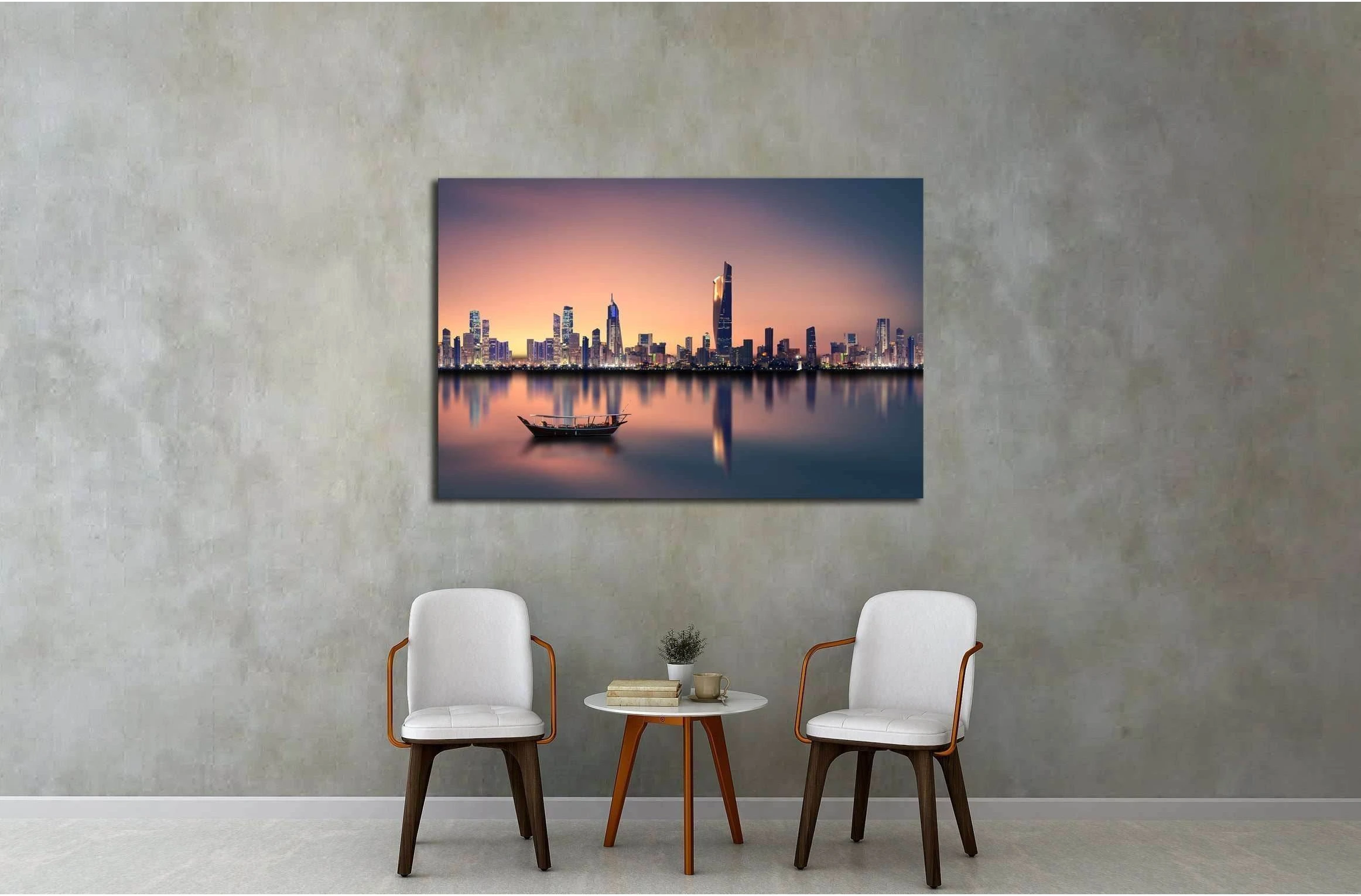 Kuwait city skyline during sunset №2937 Ready to Hang Canvas Print - Zellart Canvas Prints ALL_Products, s-2937