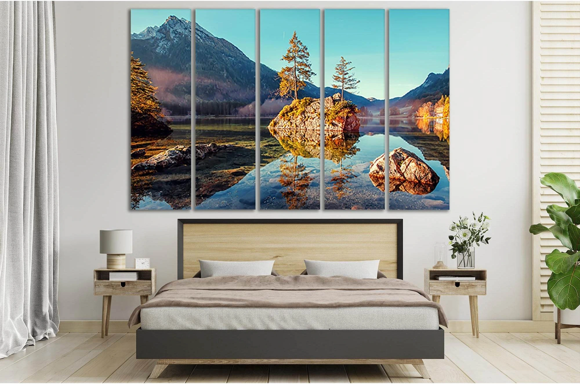 Lake Hintersee At Sunrise №sl08 Ready to Hang Canvas Print - Zellart Canvas Prints 0new, ALL_Products, Nature & Landscapes Canvas Print