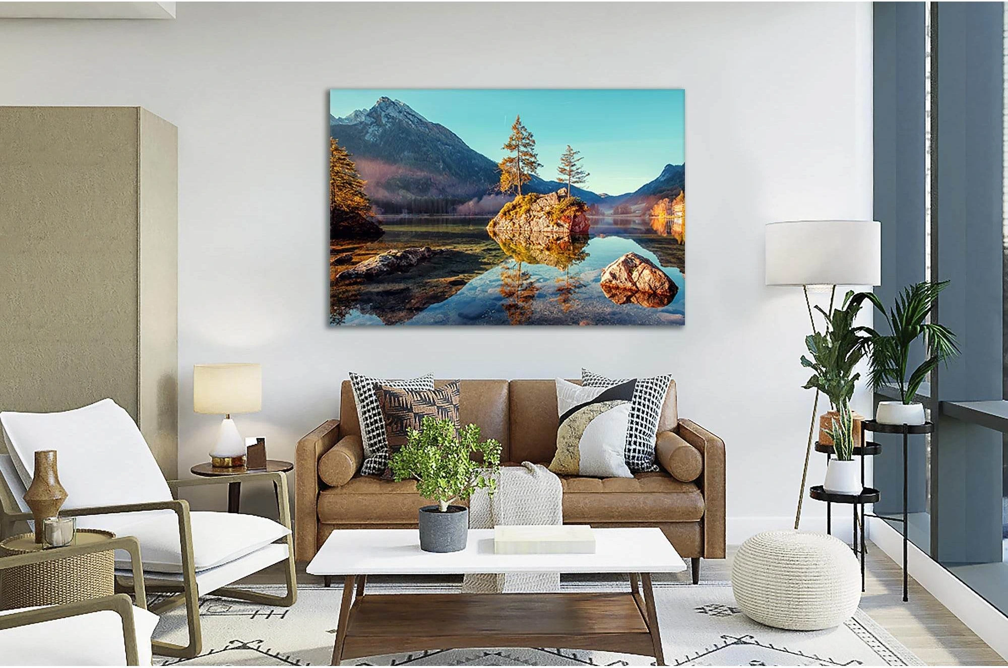 Lake Hintersee At Sunrise №sl08 Ready to Hang Canvas Print - Zellart Canvas Prints 0new, ALL_Products, Nature & Landscapes Canvas Print