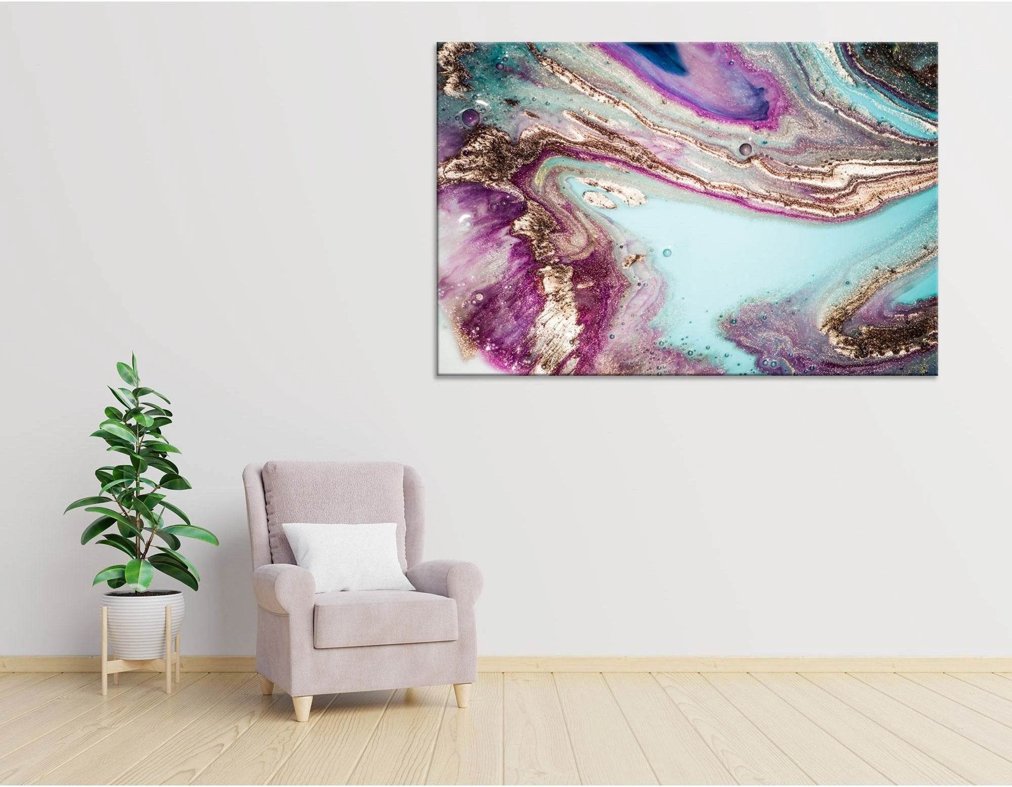 Lake In Taiga Abstract №04281 Ready to Hang Canvas Print - Zellart Canvas Prints ALL_Products