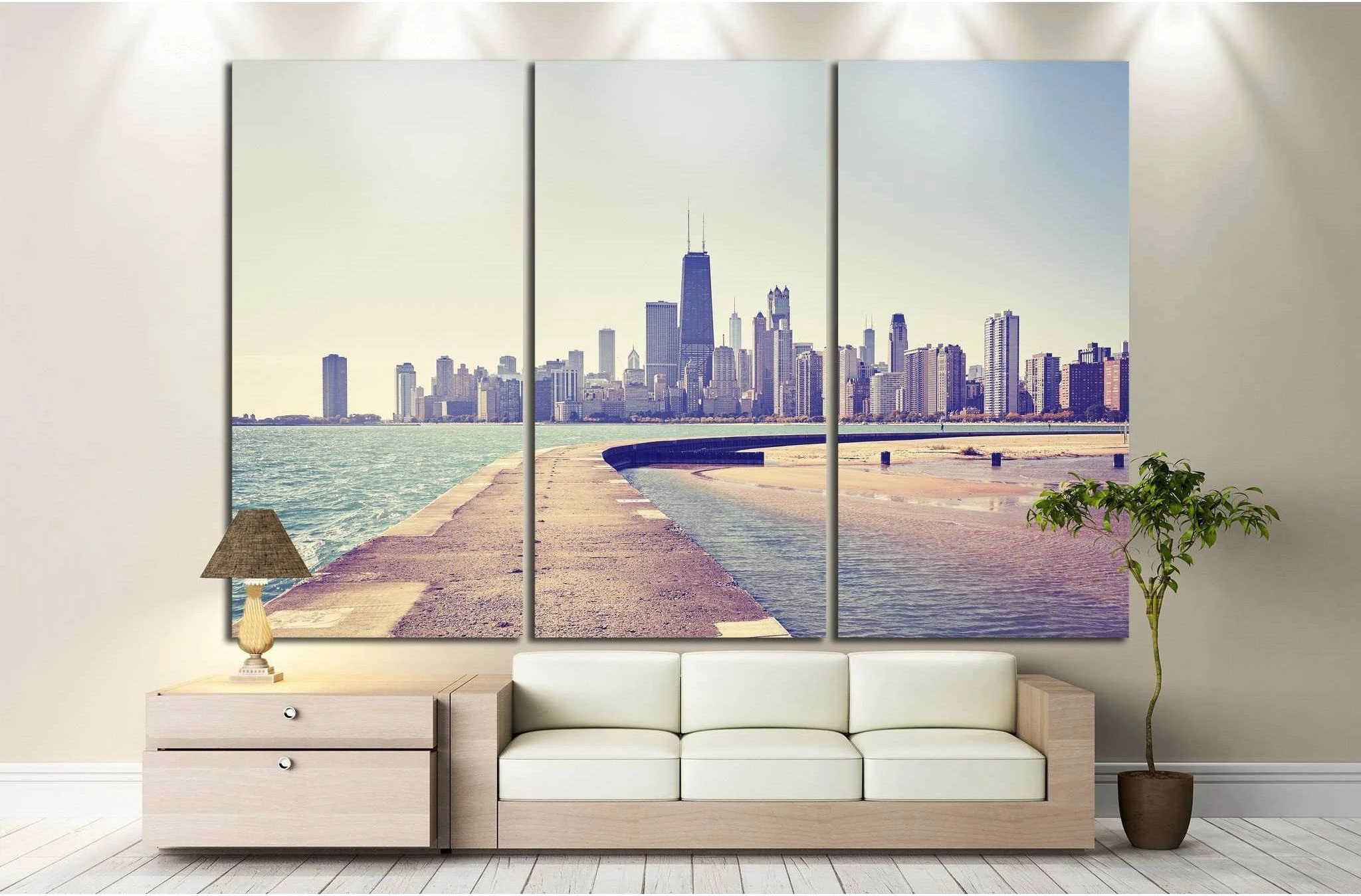 Lake Michigan, USA №1003 Ready to Hang Canvas Print - Zellart Canvas Prints ALL_Products, s-1003